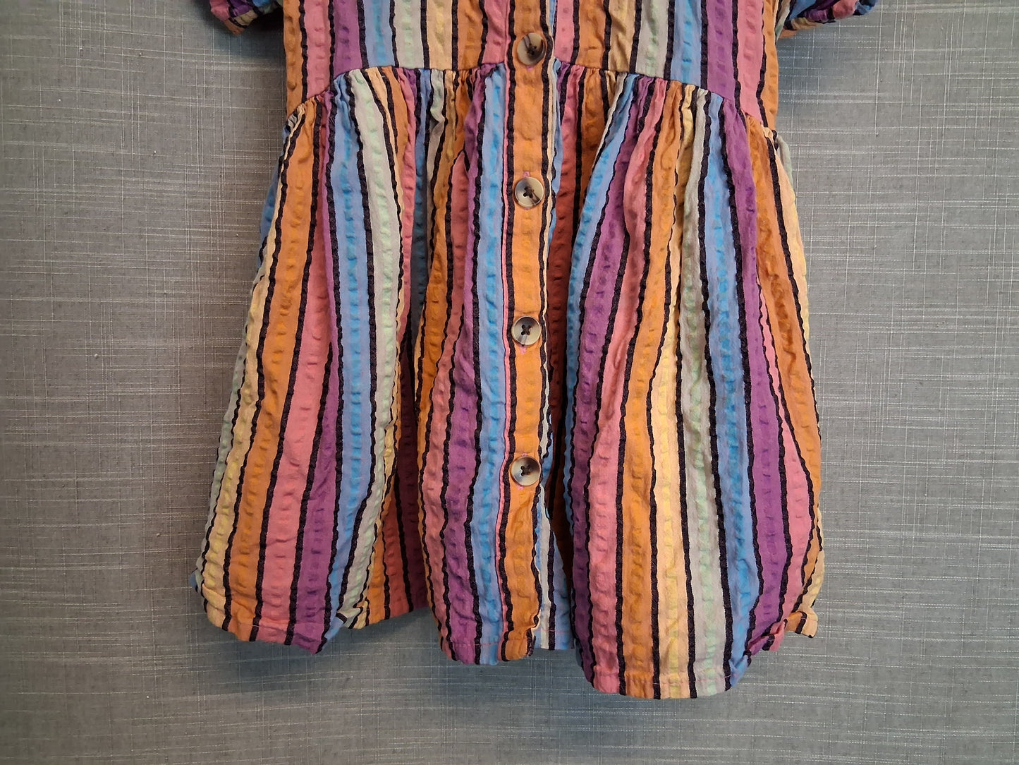 Next Girls Multicolour Striped Short Sleeve Dress Age 3 Years