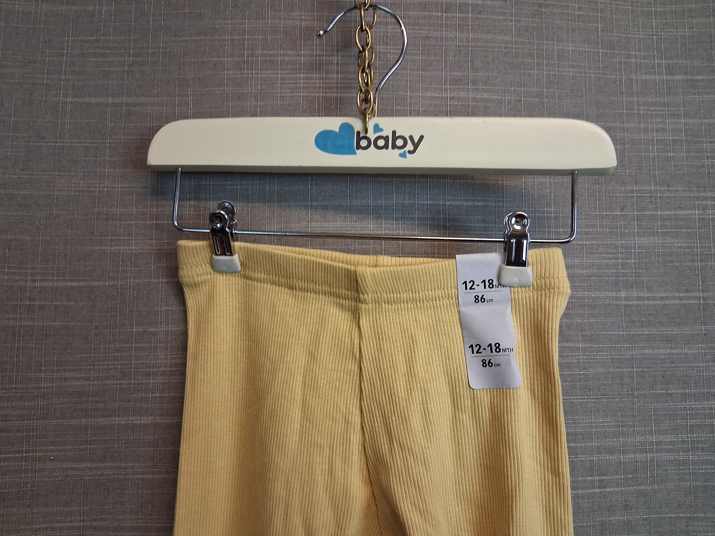 Primark Girls Yellow Ribbed Leggings Age 12-18 Months New