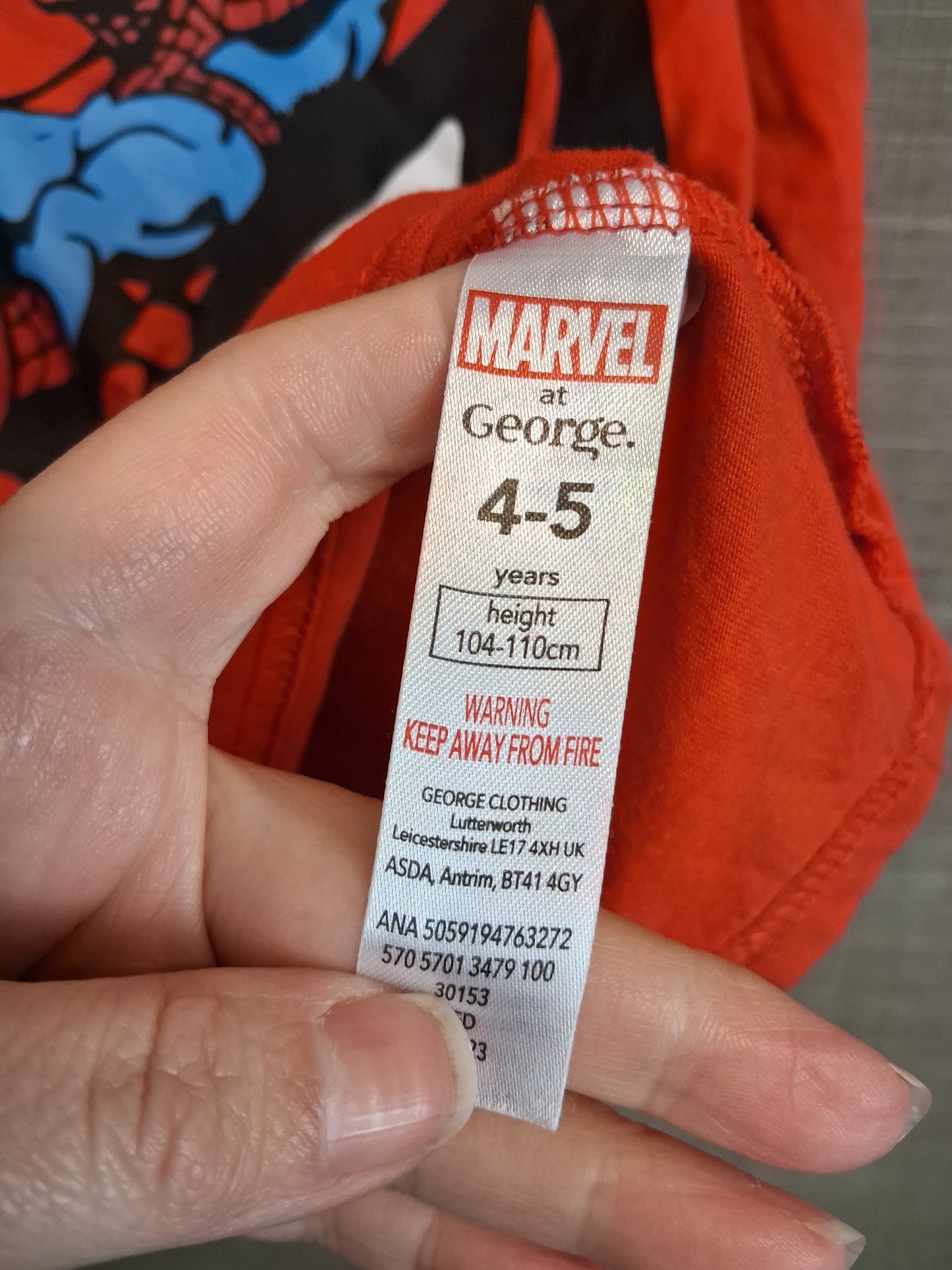 Marvel George Boys Spiderman Long Sleeve T-Shirt Age 4-5 Years