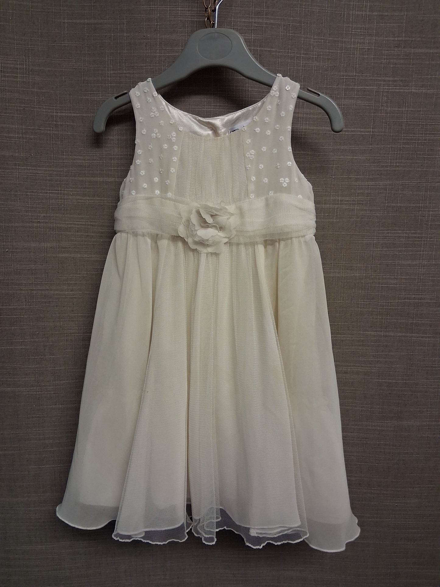 Autograph Marks And Spencer Ivory Special Occasion Dress Age 12-18 Months Sequin Trim