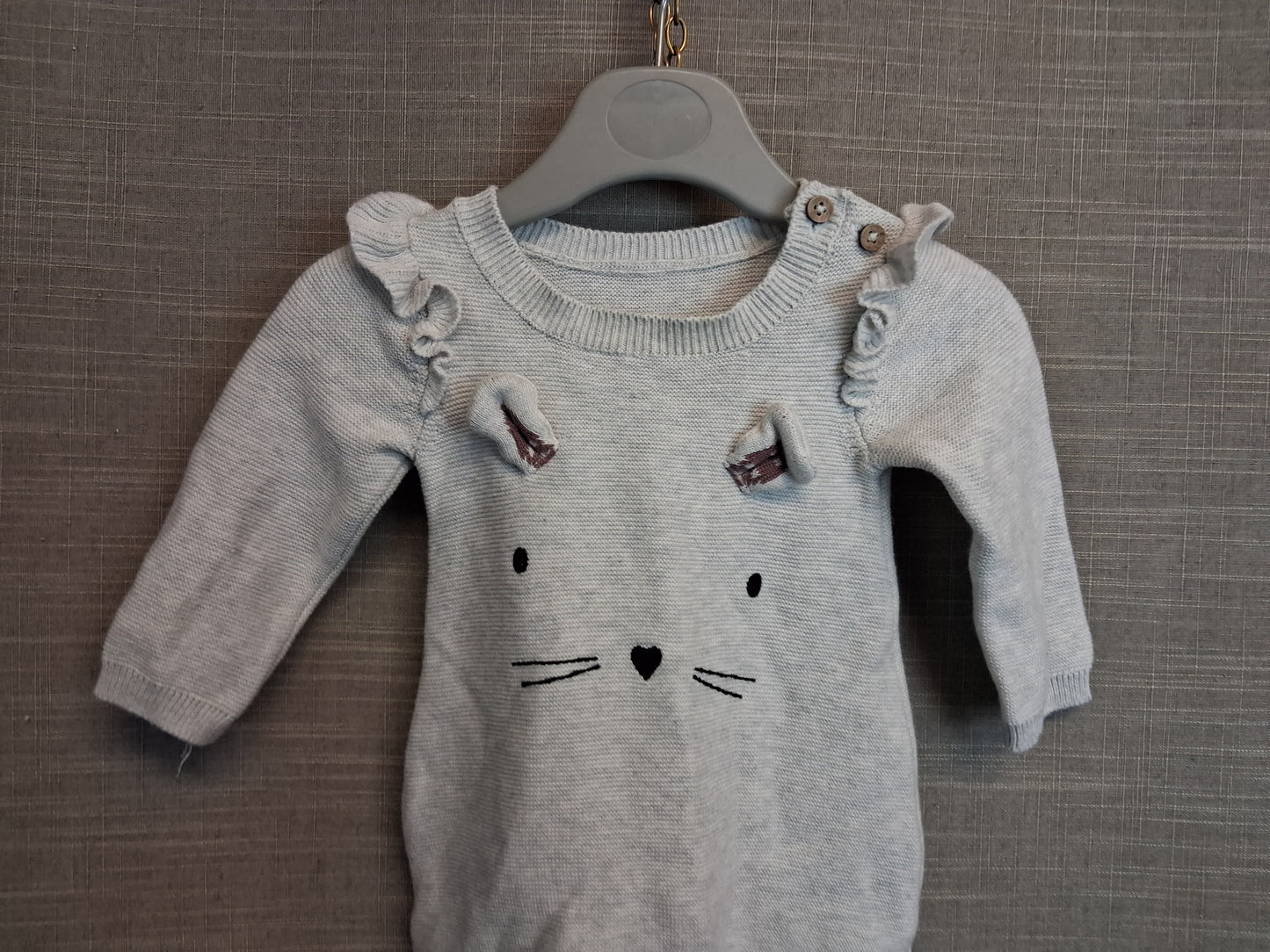 TU Girl Grey Knitted Mouse Jumper Dress Age Newborn