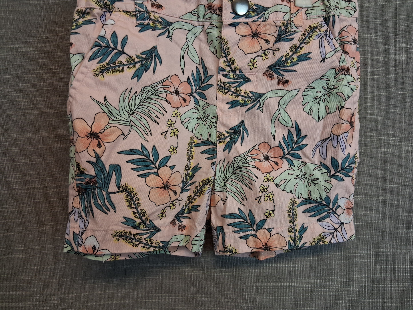 Primark Girls Floral Pink Shorts Age 12-18 Months Adjustable Waist