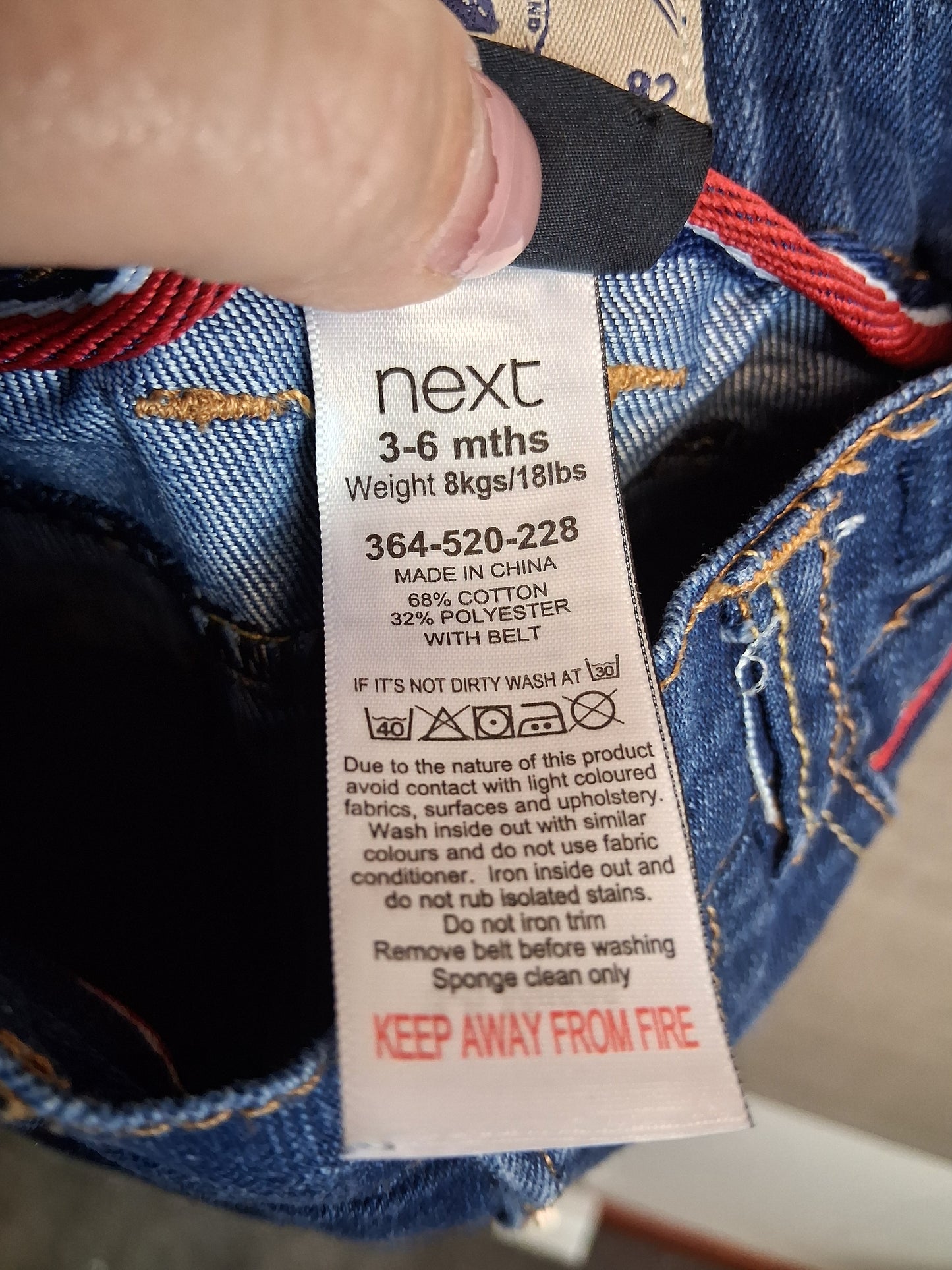 Next Boys Blue Denim Jeans Age 3-6 Months