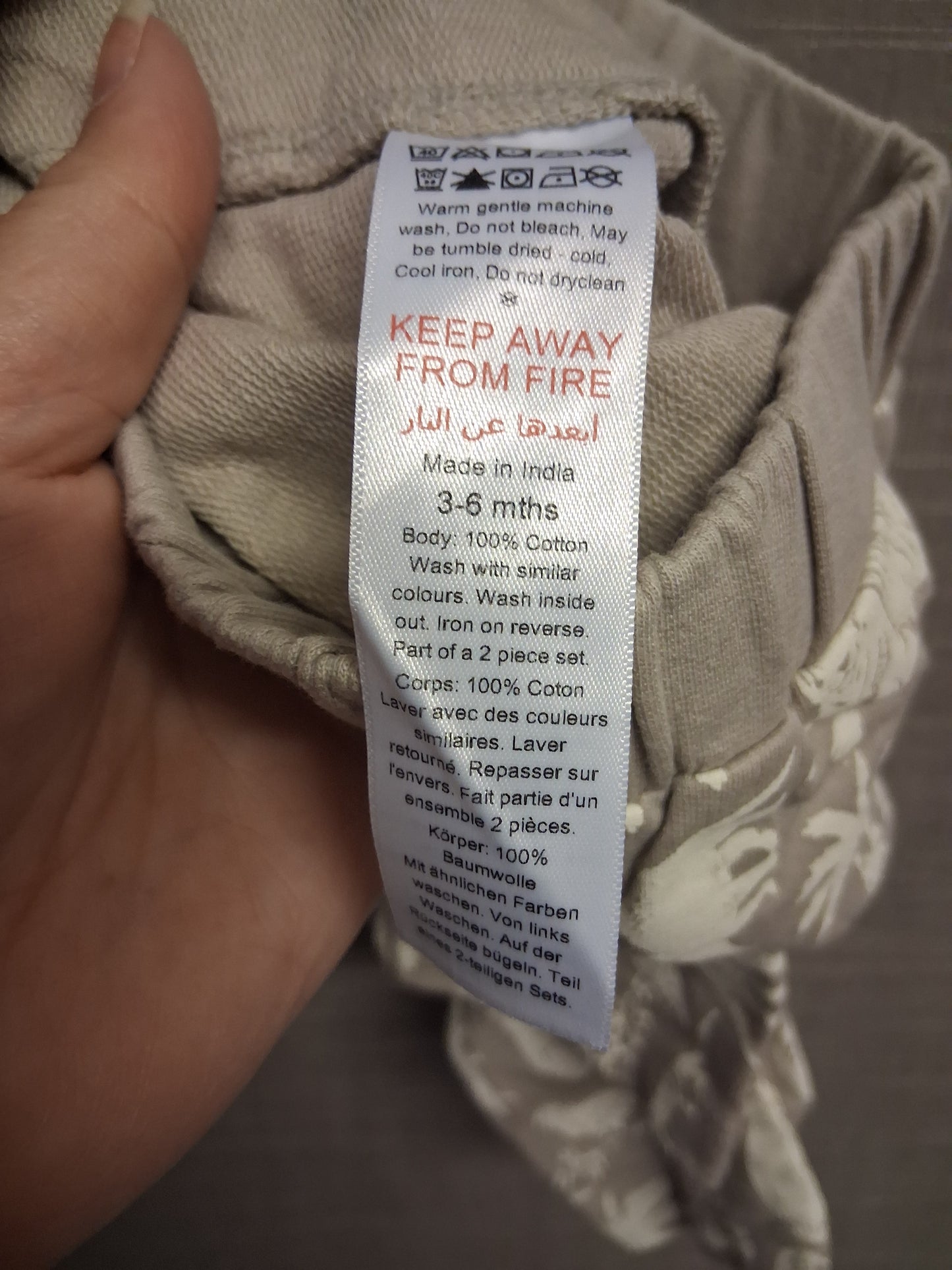 Blue Zoo Boys Grey Beige Animal Pattern Trousers Age 3-6 Months