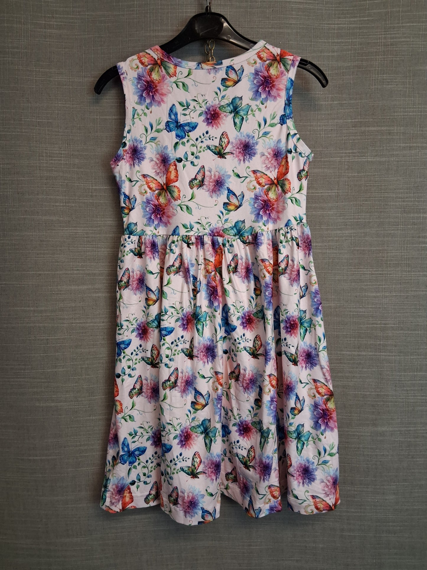 Shein Girls Sundress Sleeveless Butterfly Print Age 7 Years