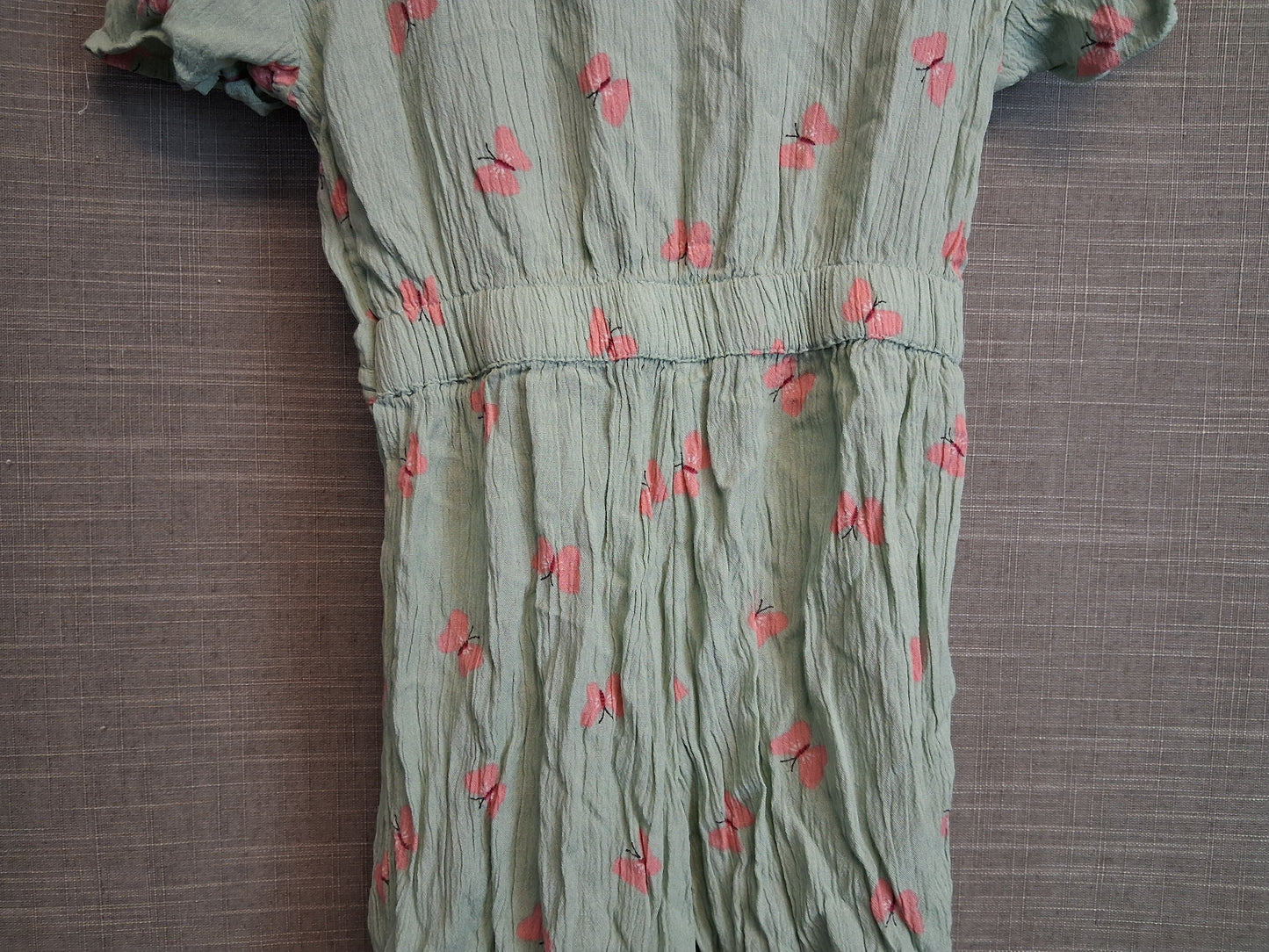 Nutmeg Girls Crop Jumpsuit Keyhole Front Green Pink Spots Age 7-8 Years