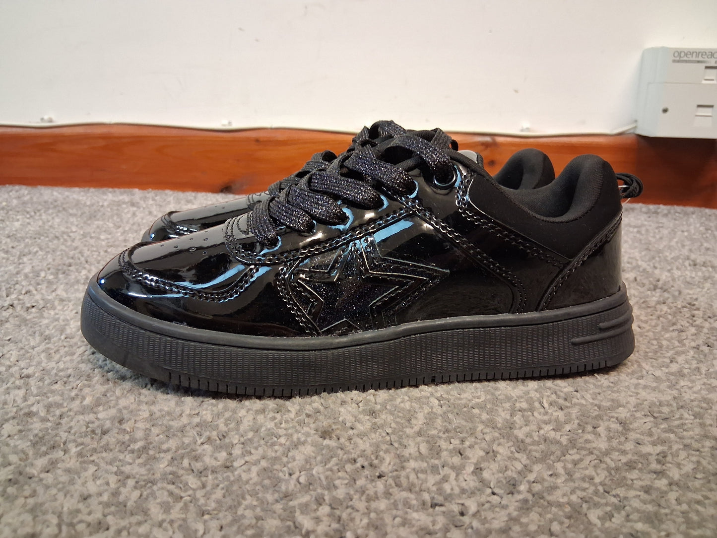 F&F Black Patent Lace Up Shoes/Trainers Size 1 New