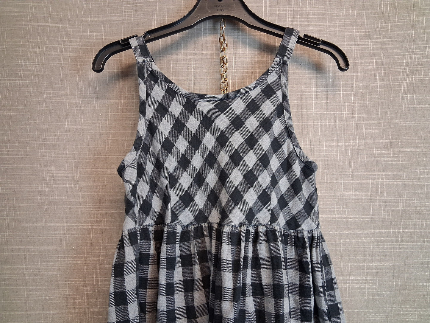 Next Girls Grey Black Check Tiered Sundress Age 8 Years