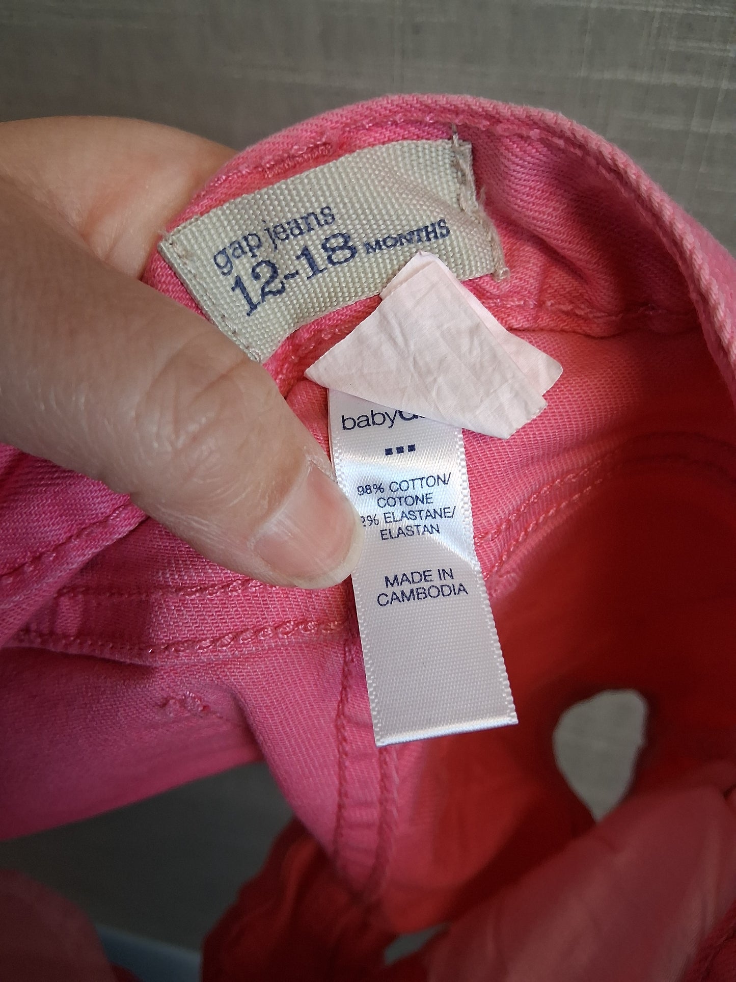 GAP Girls Pink Denim Shorts Age 12-18 Months Adjustable Waist