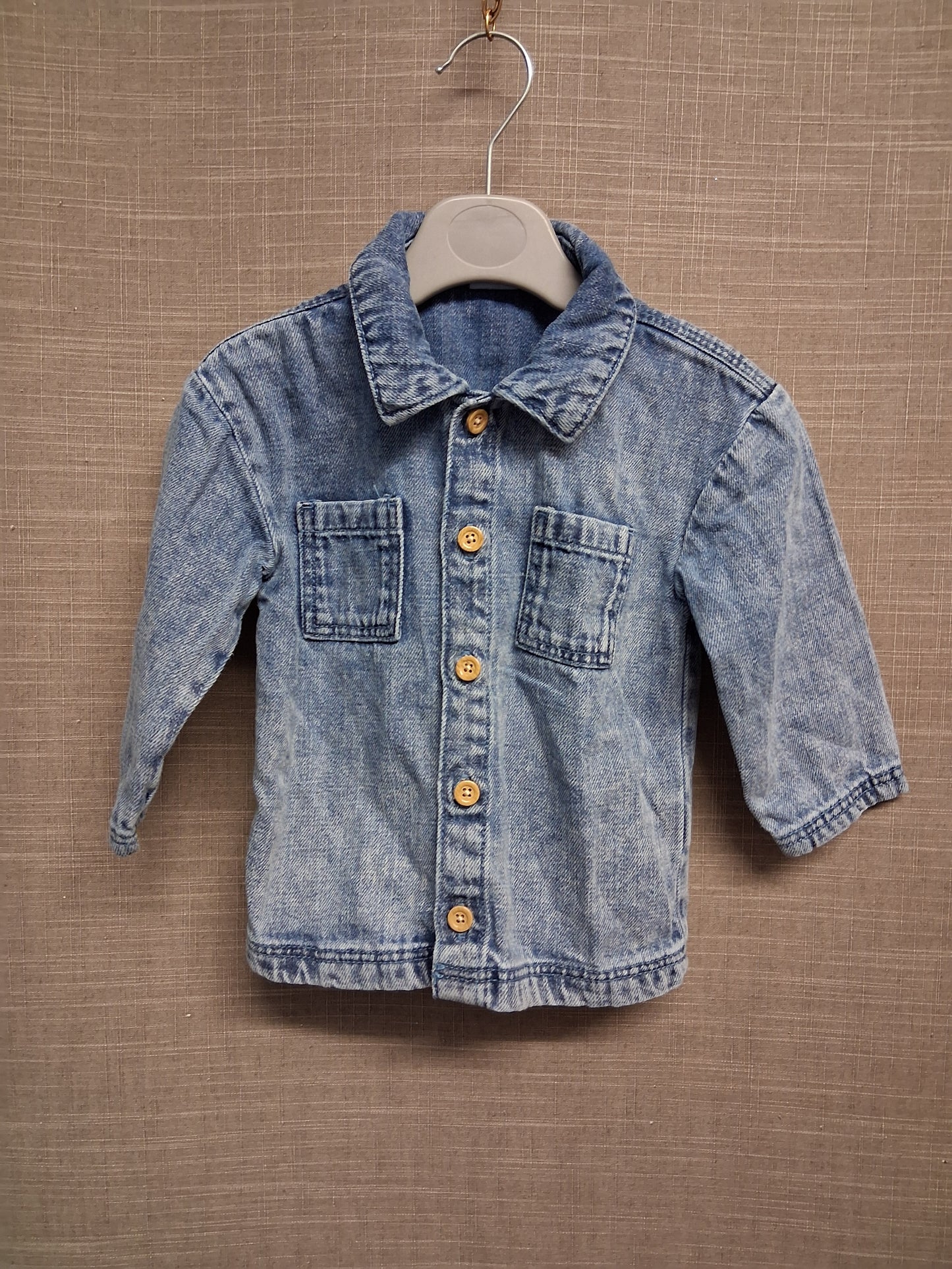 F&F Boys Blue Denim Shirt Long Sleeve Age 12-18 Months