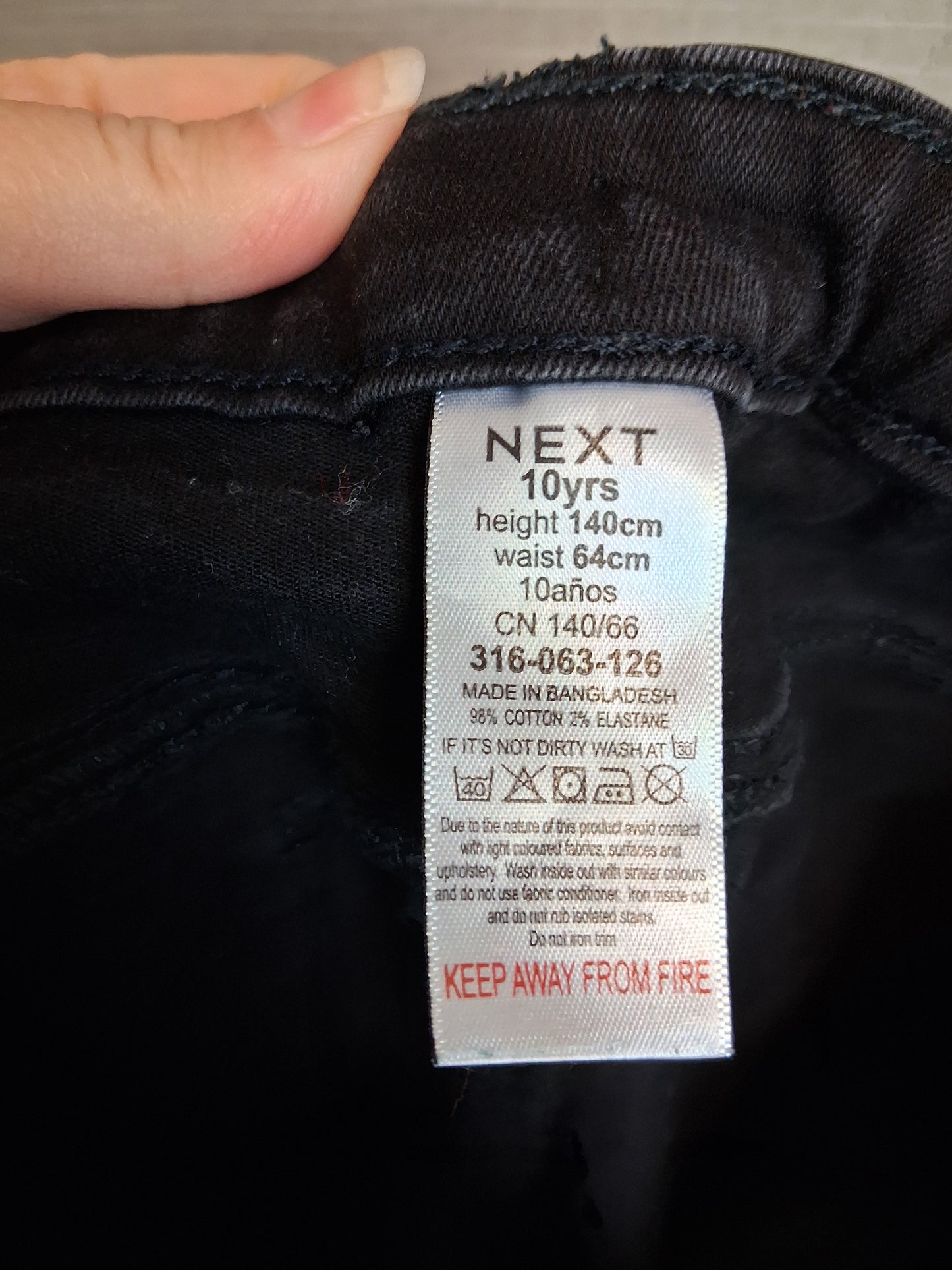 Next Boys Black Denim Jeans Age 10 Years Skinny Fit
