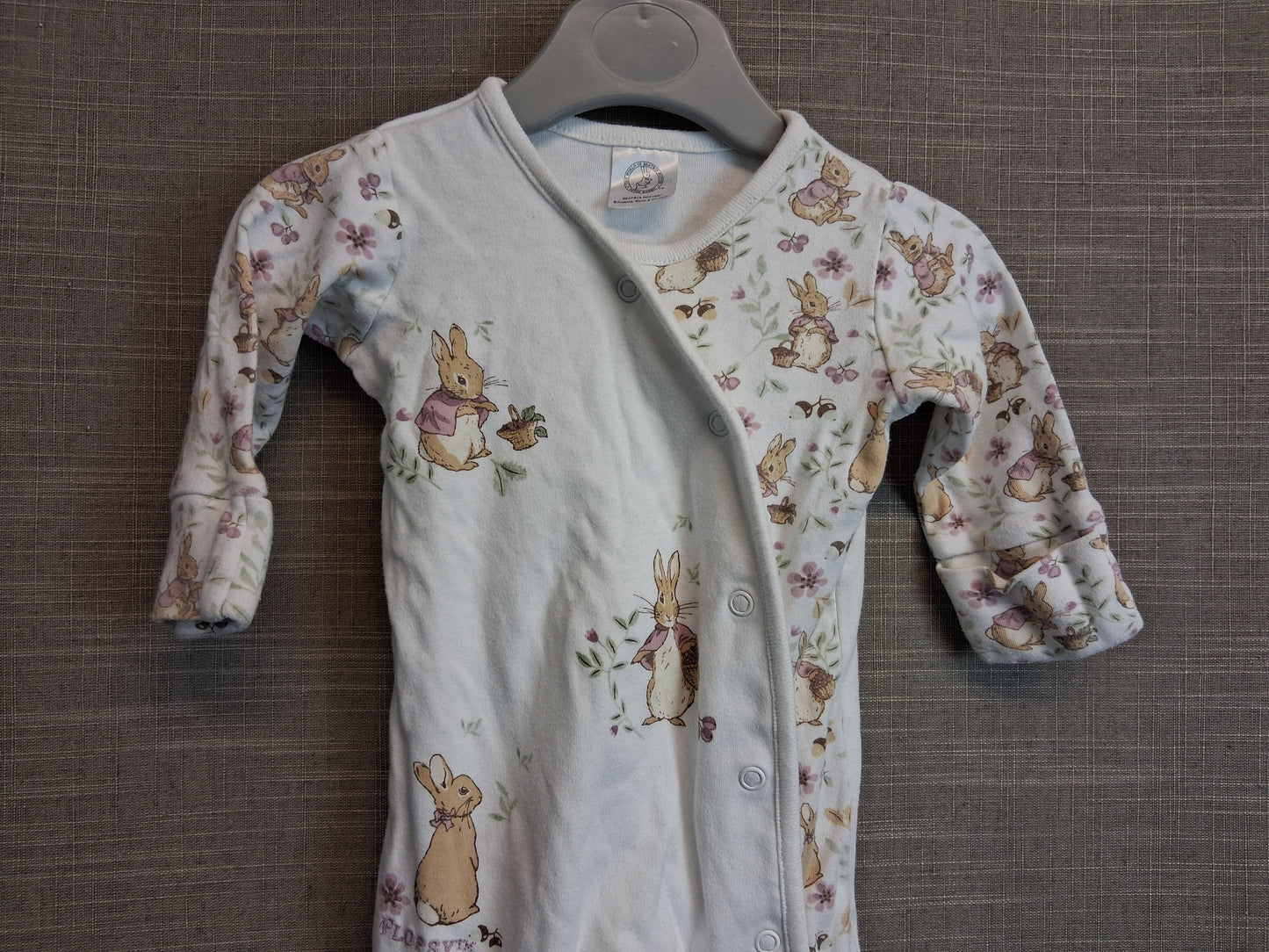 Matalan Peter Rabbit Girls White Sleepsuit Age 0-3 Months
