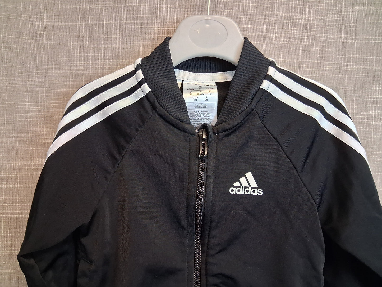 Adidas Boys Full Zip Jacket Age 18-24 Months Black and White