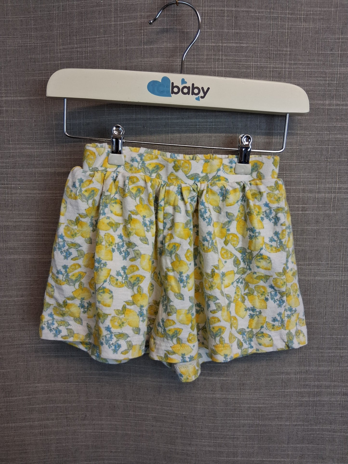 Next Girls Yellow Lemon Print Jersey Shorts Age 6-9 Months