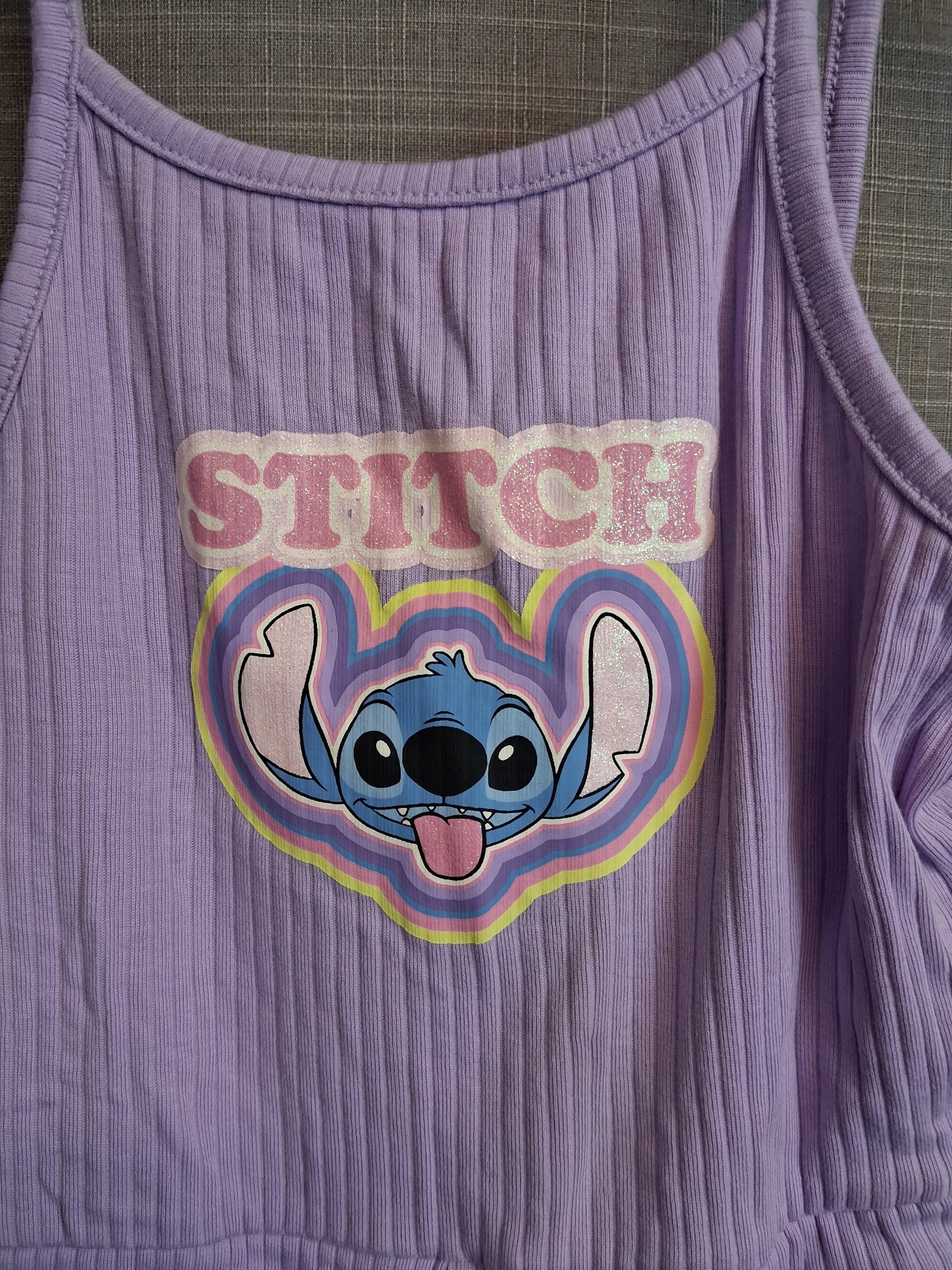 Disney Girls Stitch Purple Jersey Playsuit Age 7-8 Years