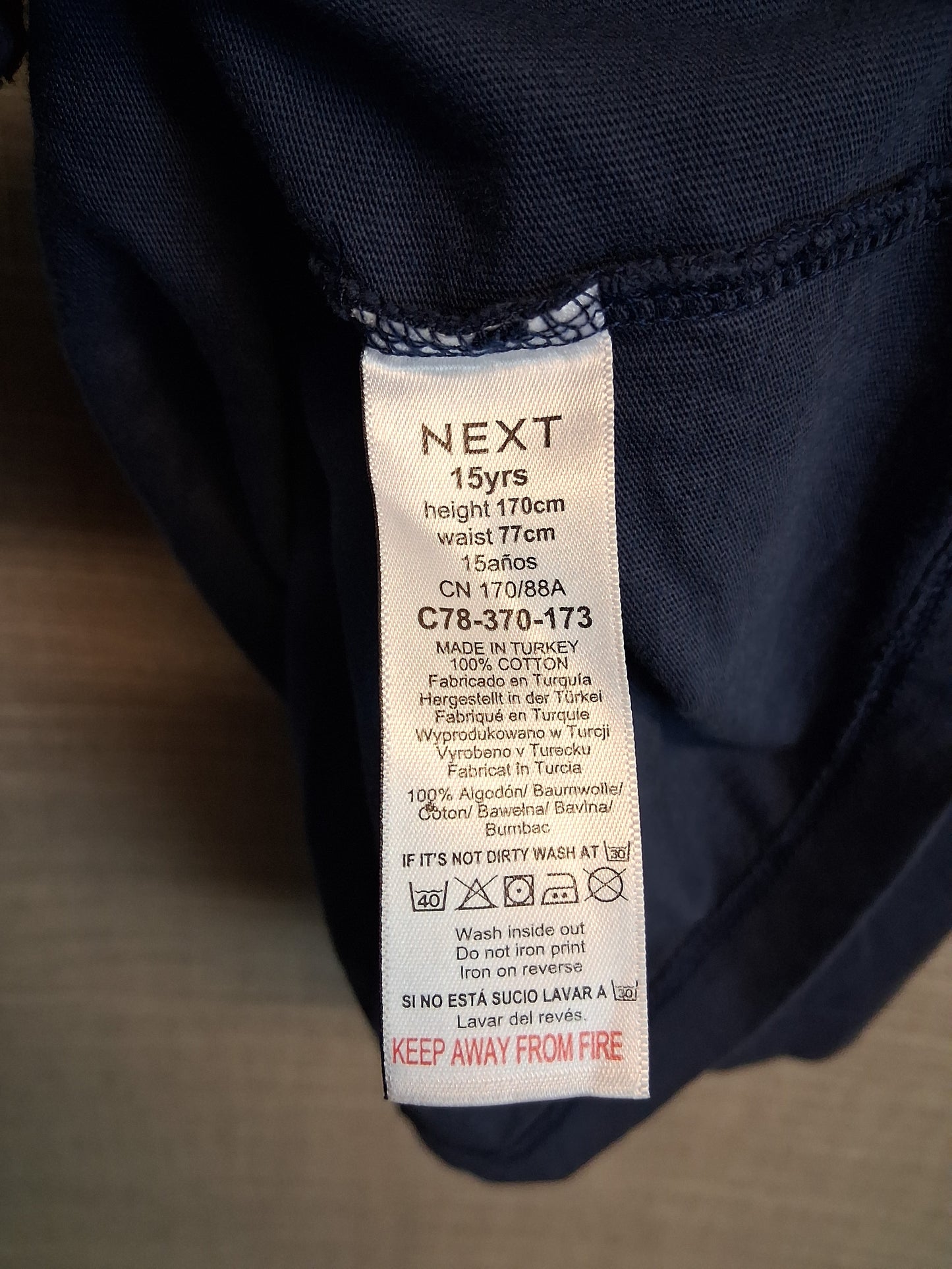 Next Boys Blue T-Shirt Short Sleeve Age 15 Years