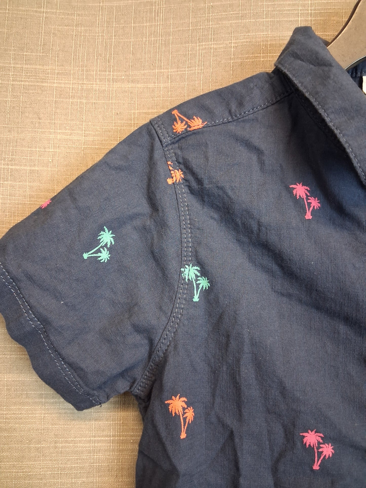 TU Boys Blue Palm Tree Short Sleeve Shirt Age 10 Years