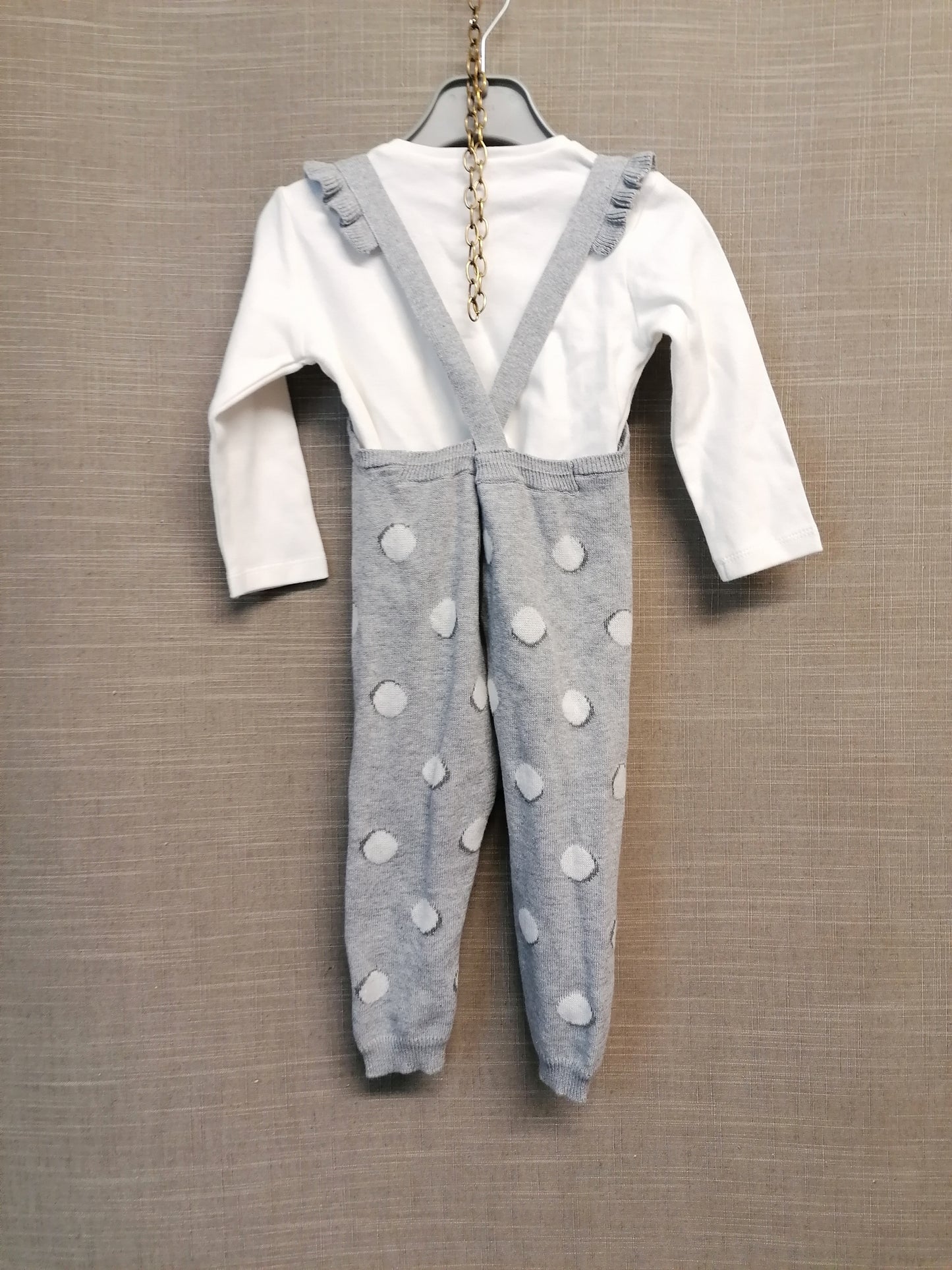 Mayoral 2 Piece Outfit Romper and Long Sleeve Top Age 6-9 Years Grey & White