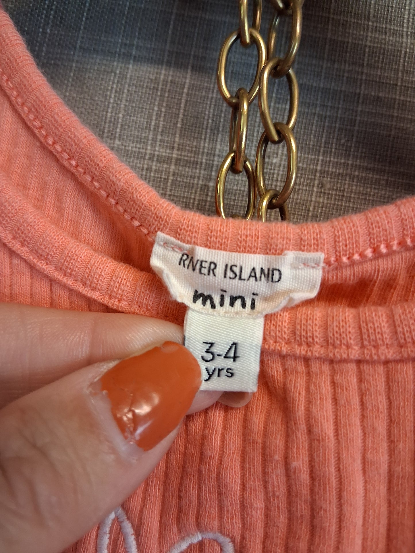 River Island Girls Peach Vest Top Age 3-4 Years