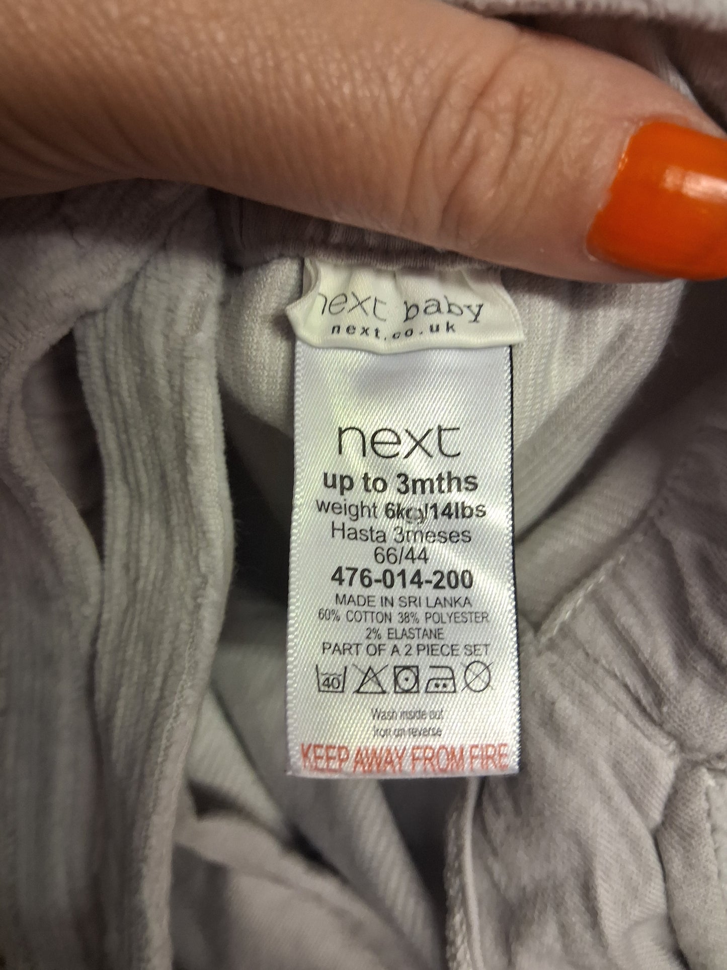 Next Girls Soft Grey Velour Dungarees Age 0-3 Months