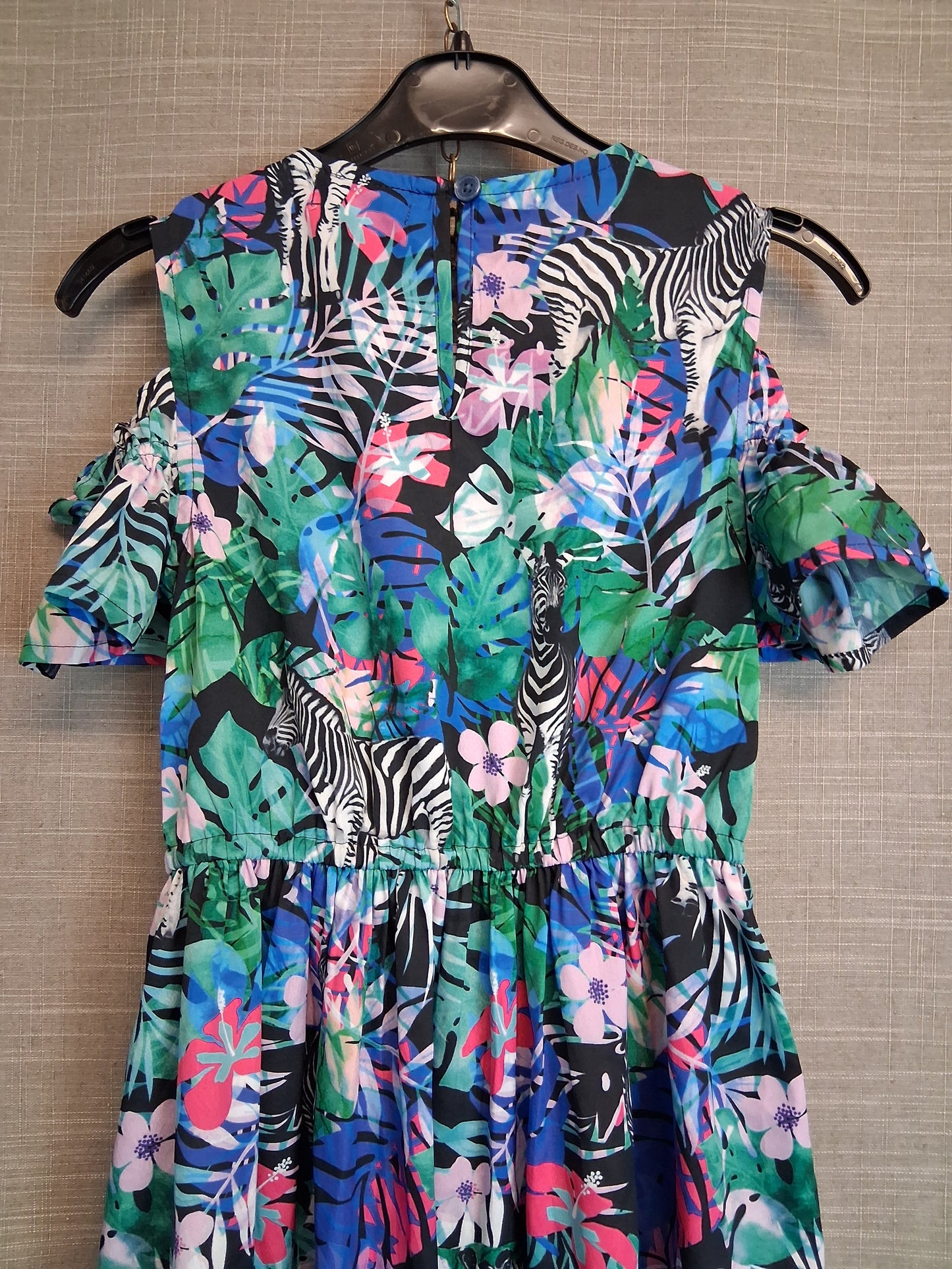 Blue Zoo Girls Tropical Print Cold Shoulder Hi Lo Dress Age 8 Years New