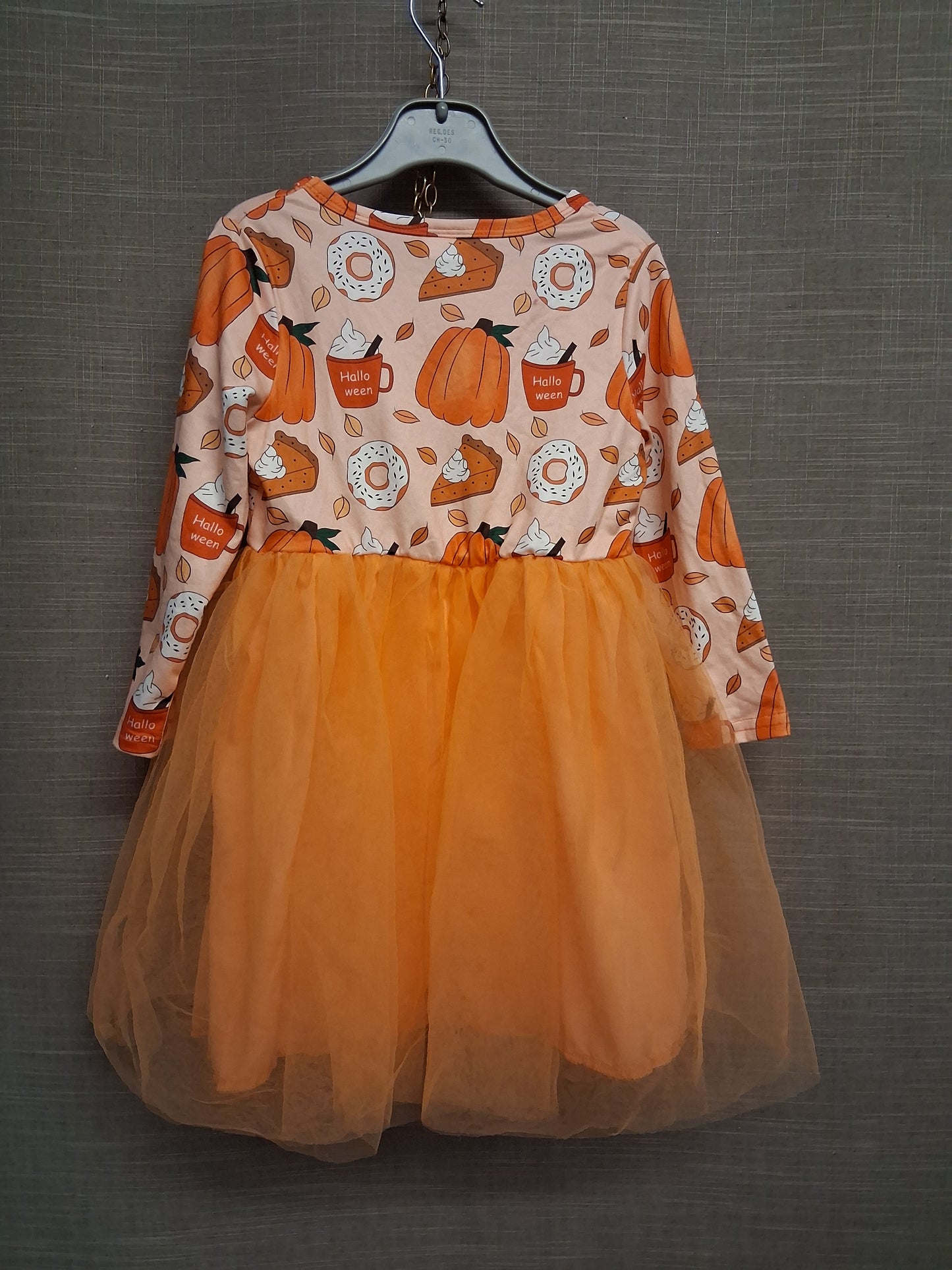 Shein Halloween Autumn Dress Tutu Skirt Long Sleeve Orange Age 4 Years