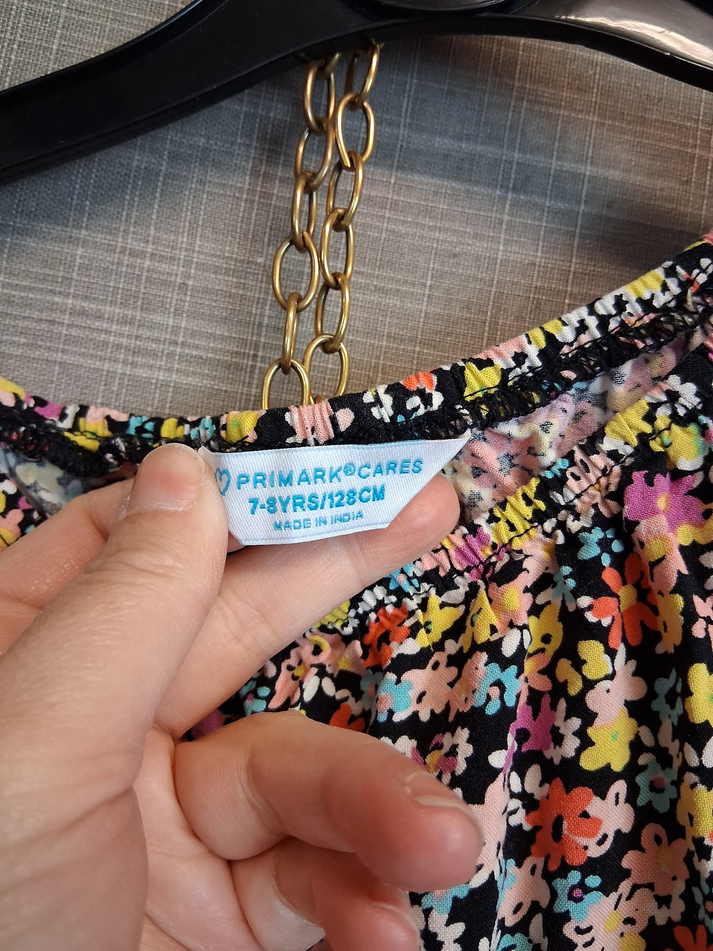 Primark Girls Multicolour Floral Off the Shoulder Dress Age 7-8 Years