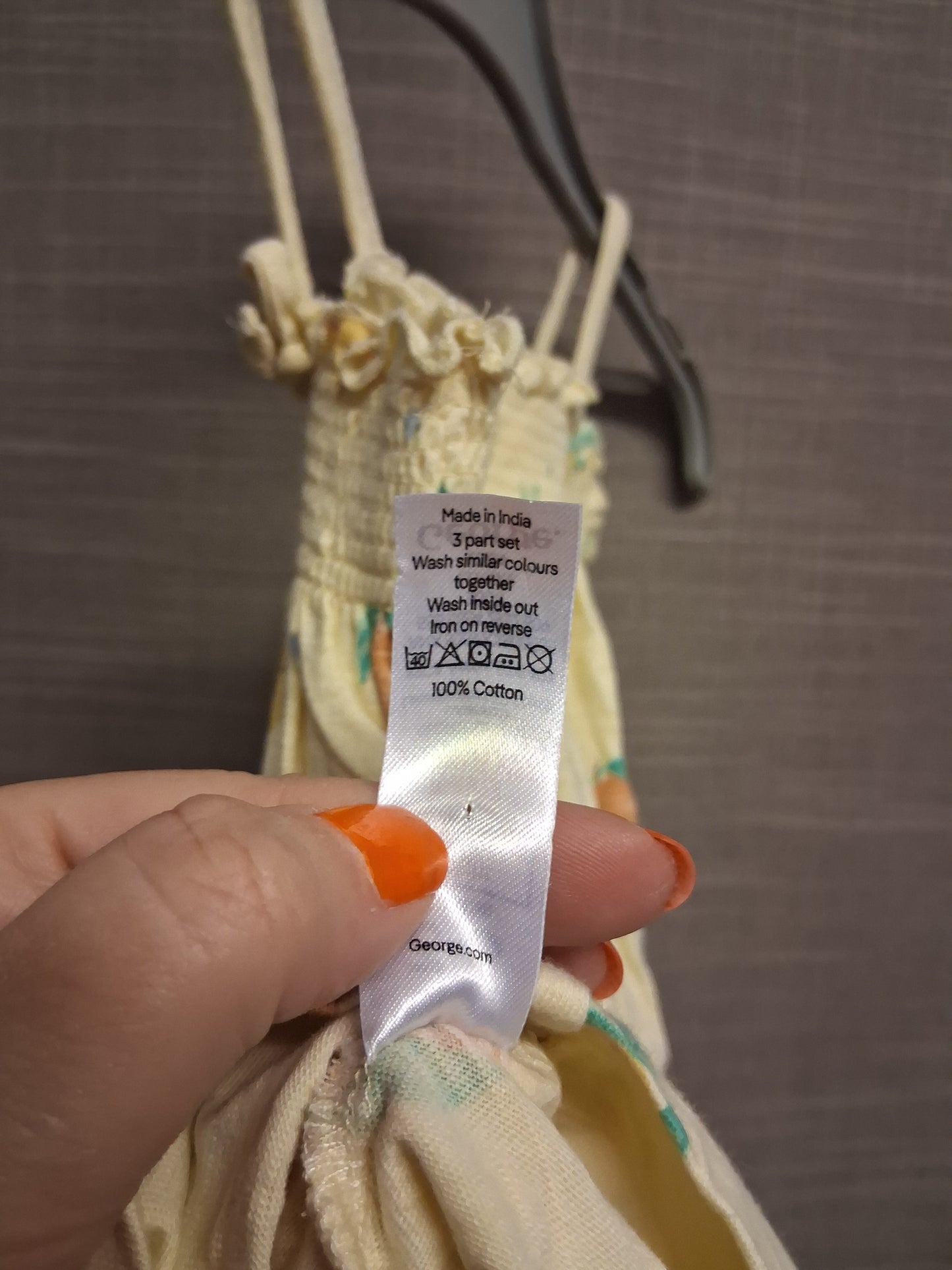 George Girls Yellow Fruity Strappy Sundress Jersey Age 3-6 Months