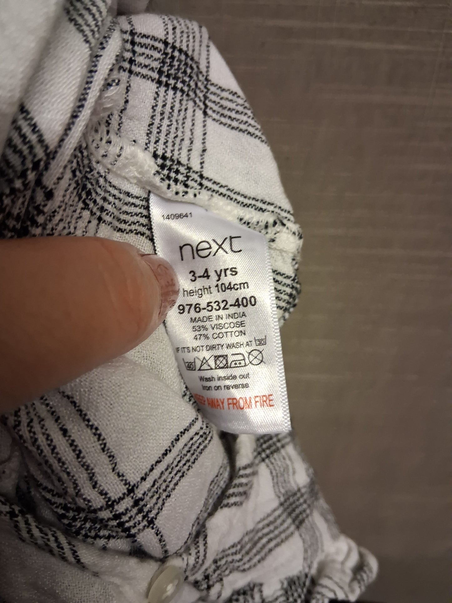 Next Girls White Black Check Romper Cotton Blend Age 3-4 Years