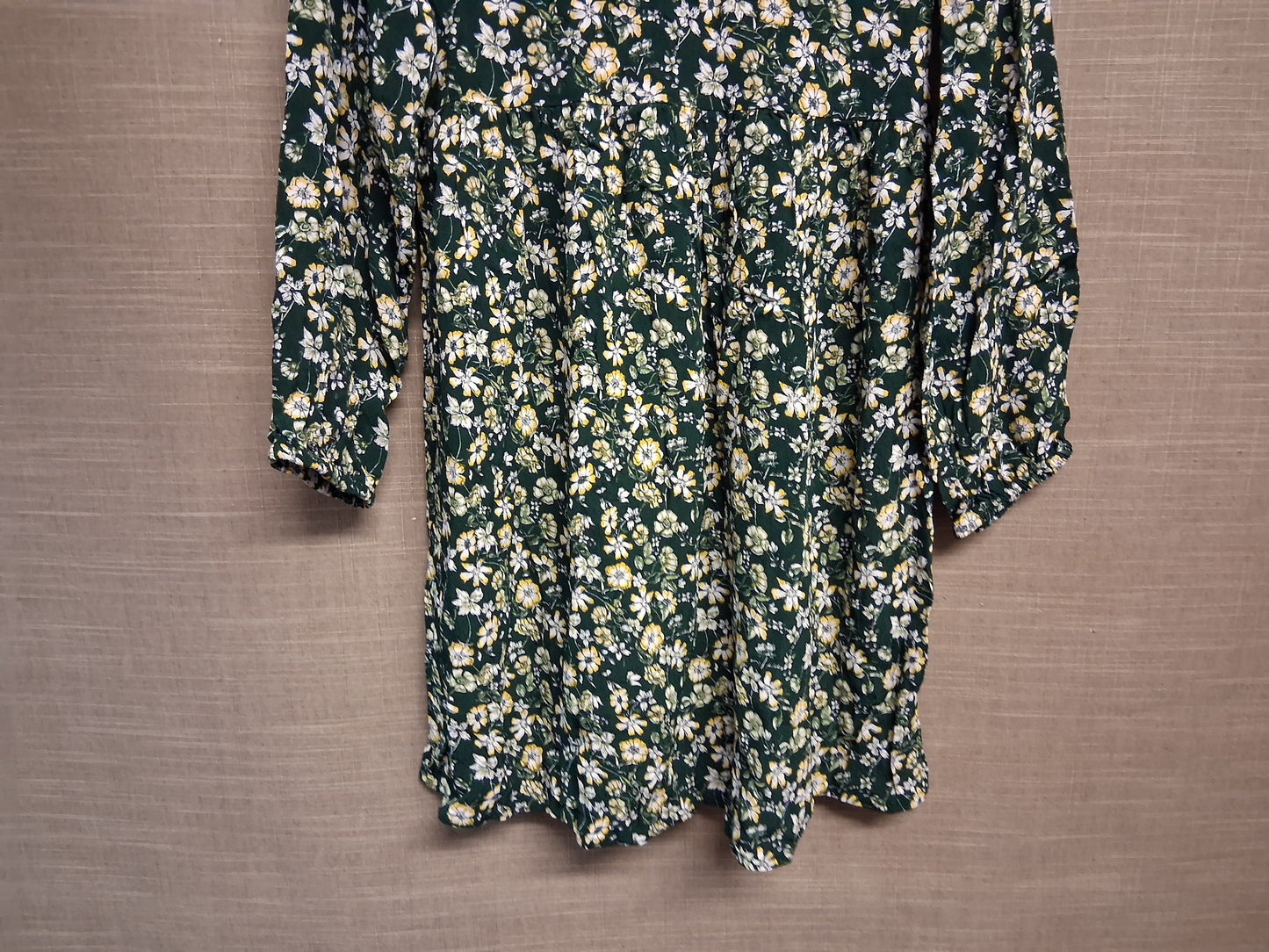 TU Girls Green Floral Long Sleeve A Line High Neck Dress Age 10 Years