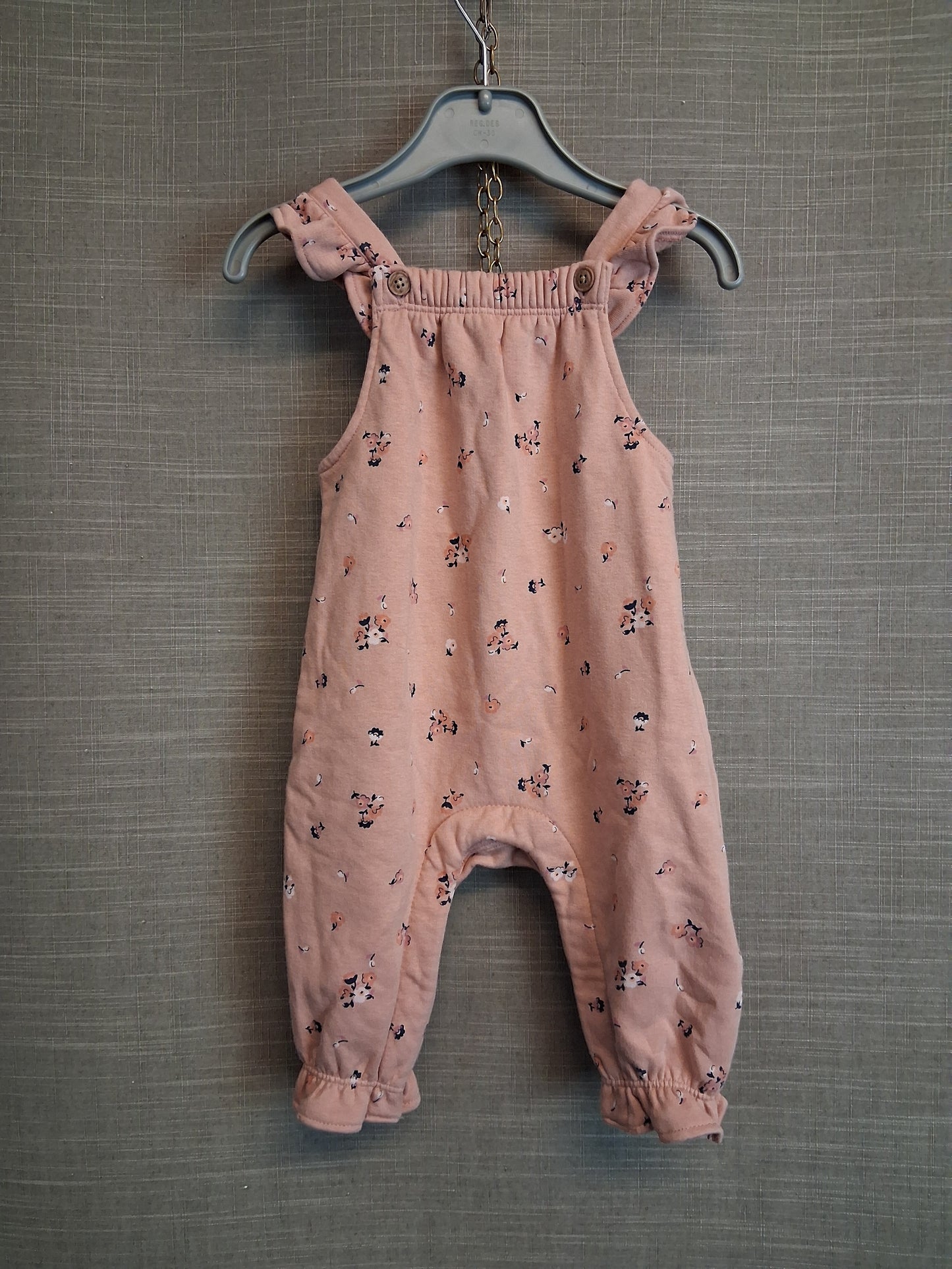 Marks and Spencer Girls Pink Floral Romper Dungarees Age 6-9 Months
