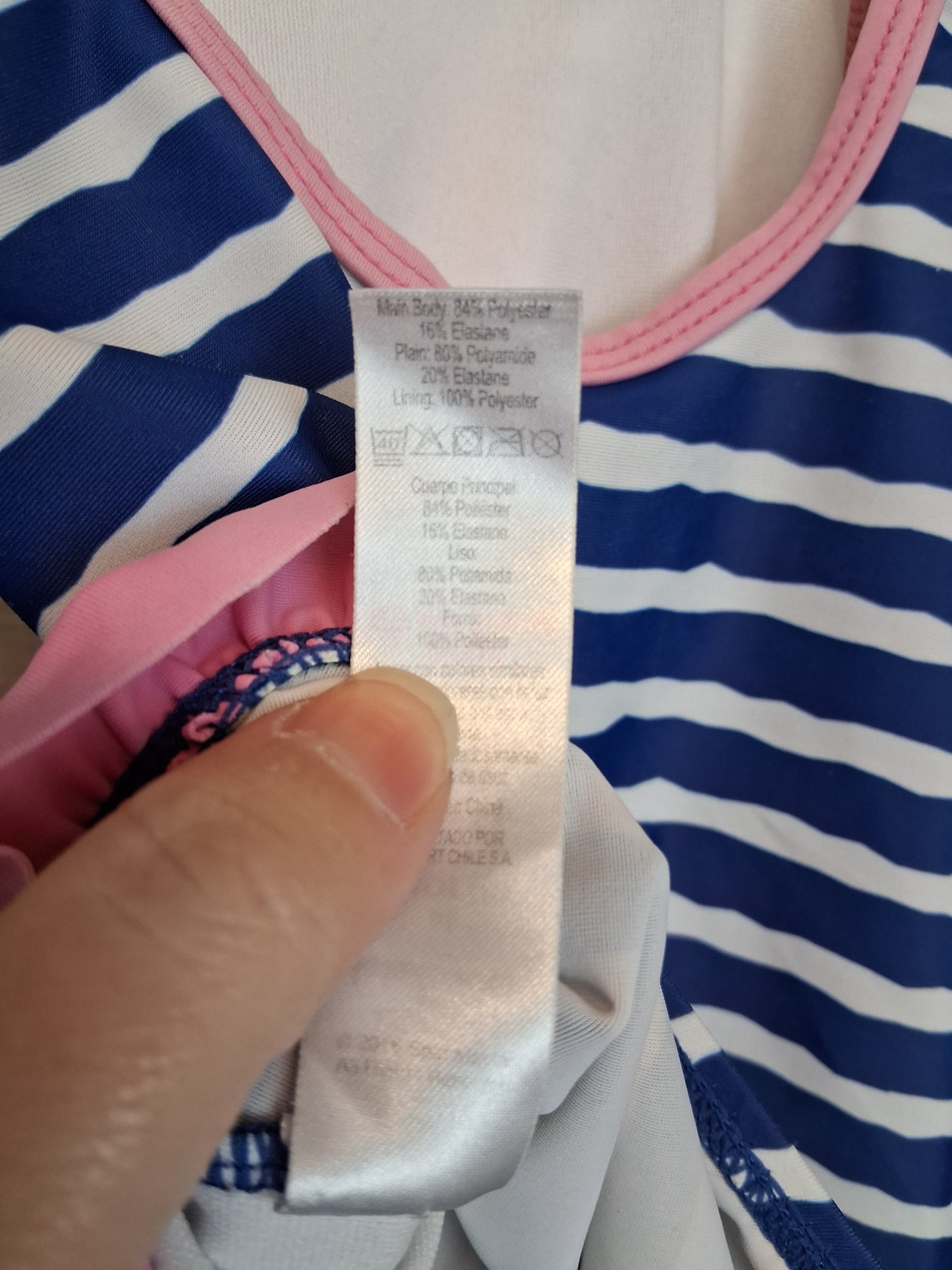 Paw Patrol George Skye Swimsuit One Piece Blue White Striped Age 3-4 years