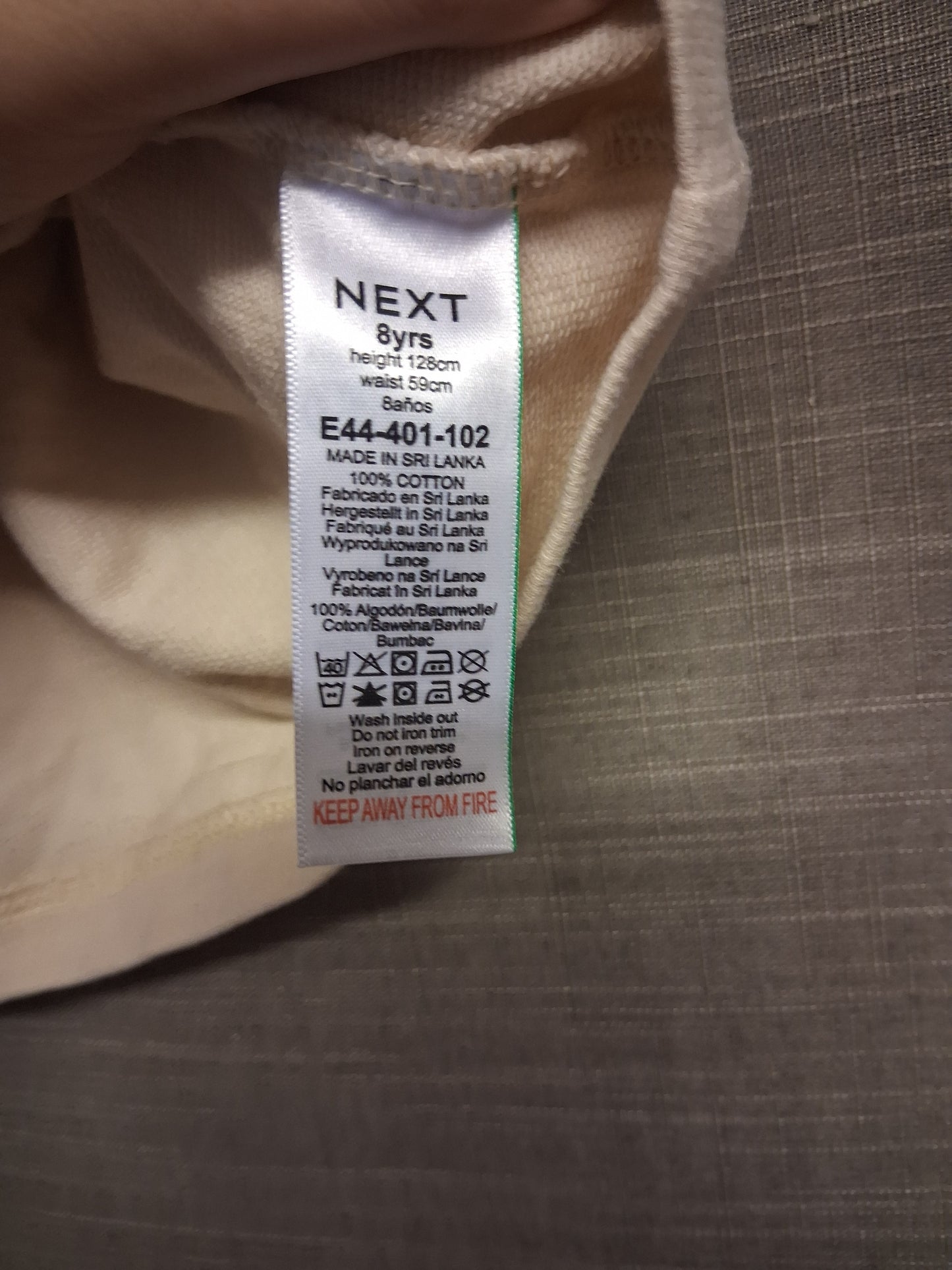 Next Girls Beige 3D Bow Short Sleeve T-Shirt Age 8 Years