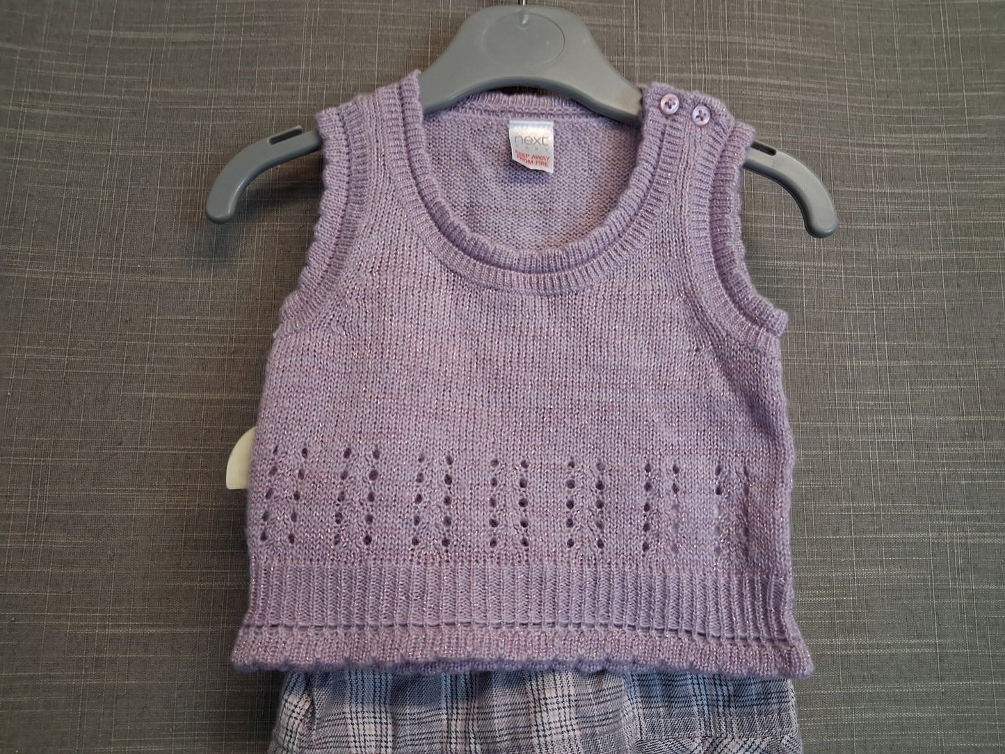 Next Girls 2 Piece Outfit Set Age Newborn Purple Check Skirt & Tank