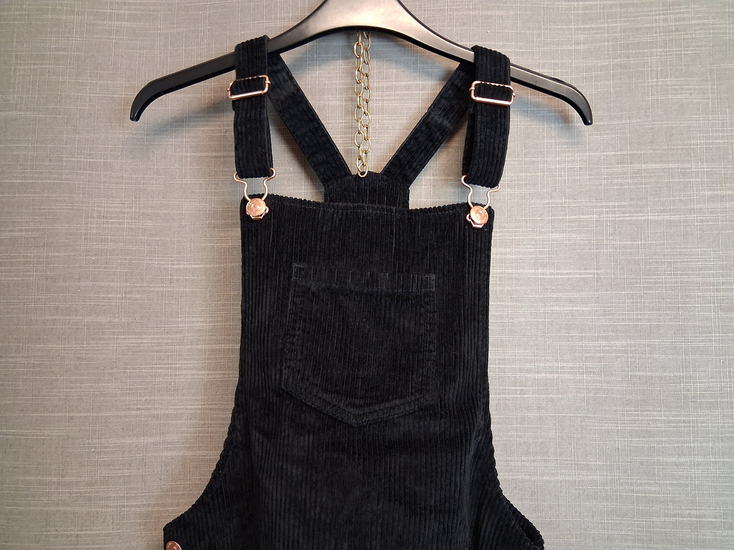 F&F Girls Black Corduroy Pinafore Dress Age 13-14 years