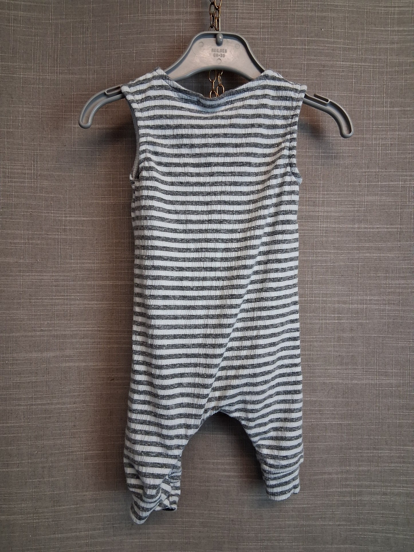 Next Boys Jersey One Piece Rompers Grey White Striped Age 0-3 Months