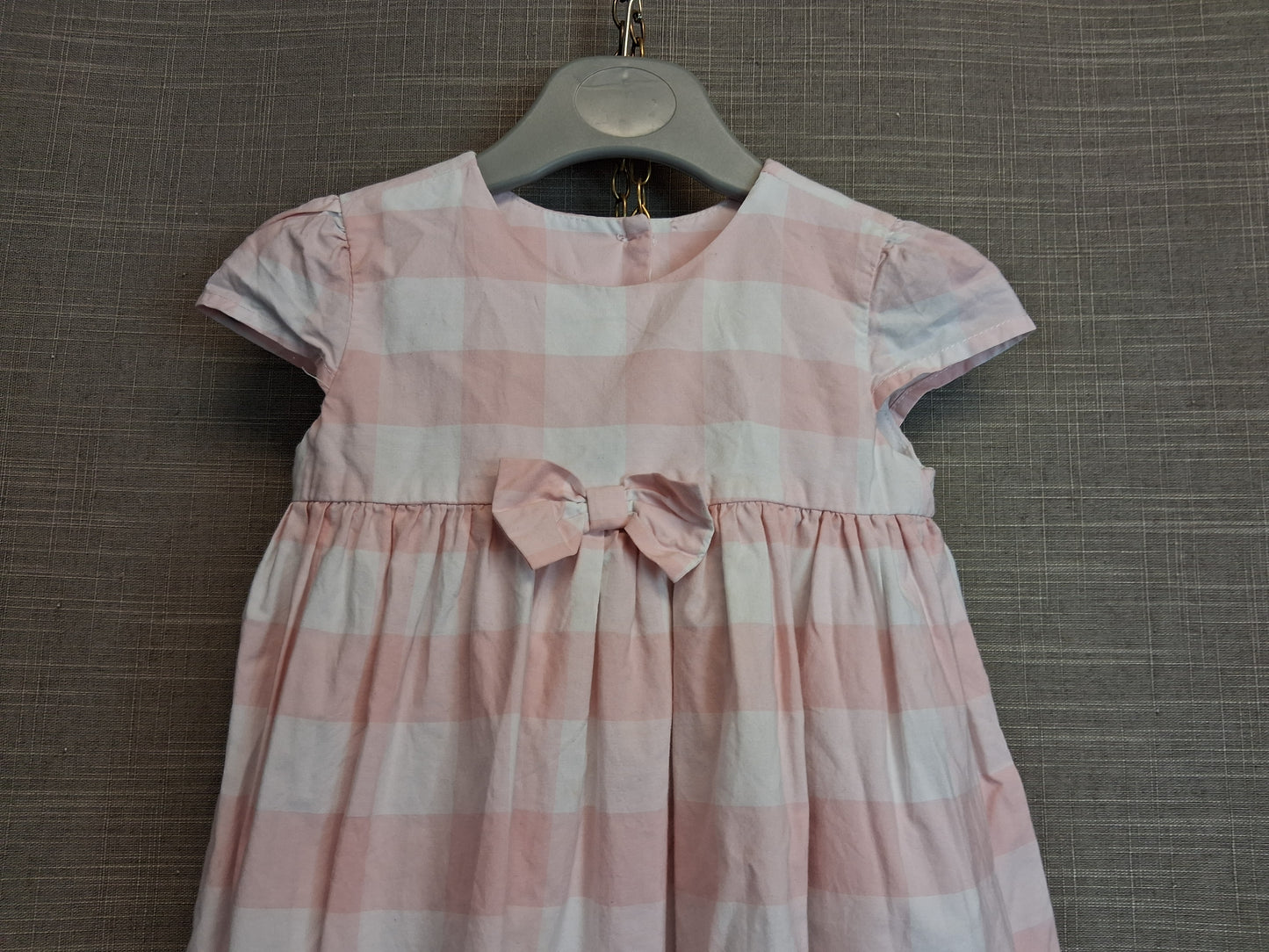 George Girls Pink Check Dress Short Sleeve Age 12-18 Months