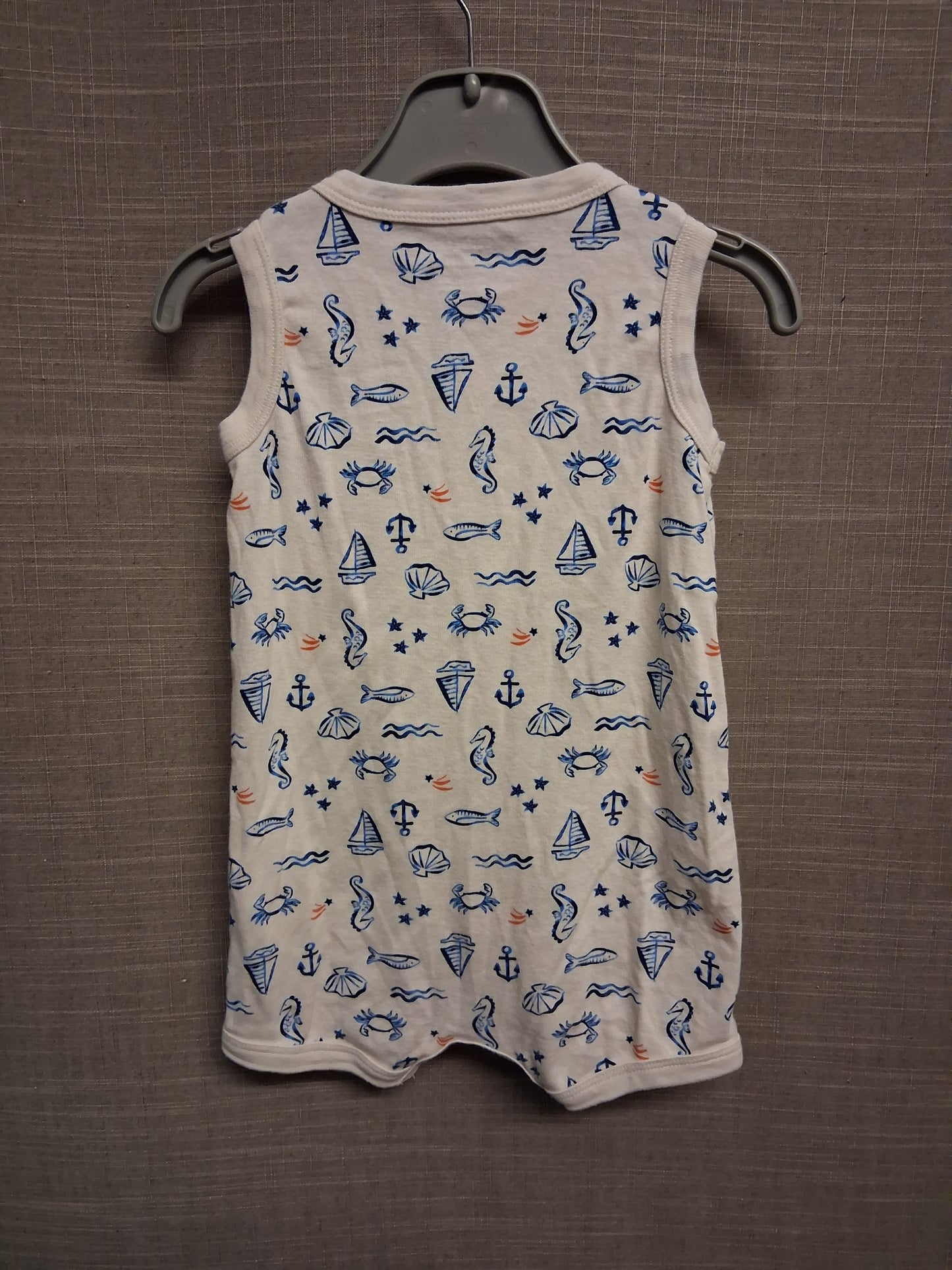 Carter's Boys Cream Sealife Theme Sleeveless Romper Age 12 Months 100% Cotton