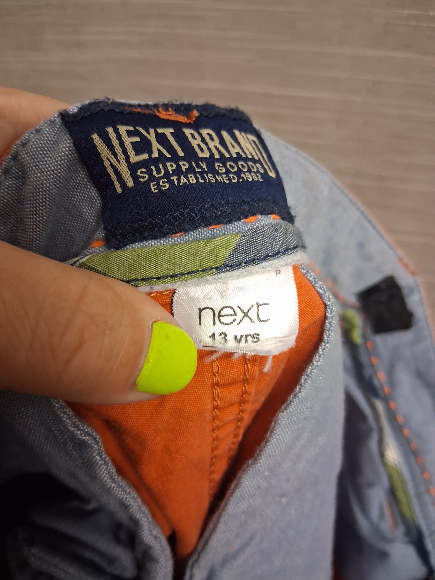 Next Boys Orange Red Chino Shorts Adjustable Waist Age 13 Years