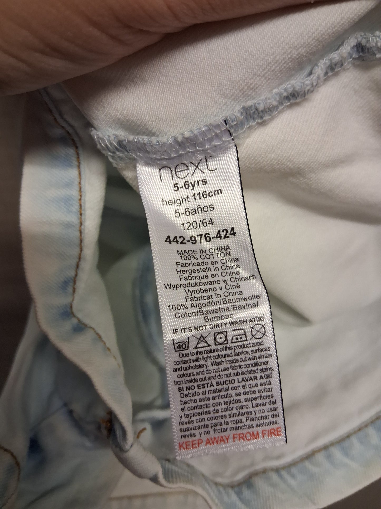 Next Chambray Denim Lightwash Blue Playsuit Age 5-6 Years