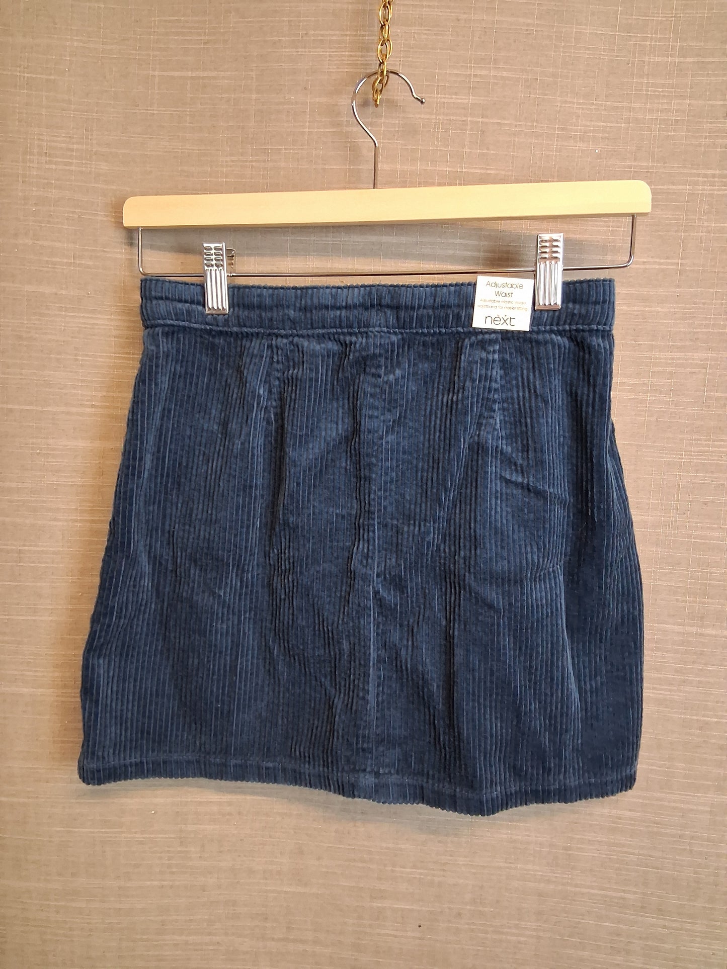 Next Girls Blue Corduroy Skirt Age 11-12 Years Button Front New