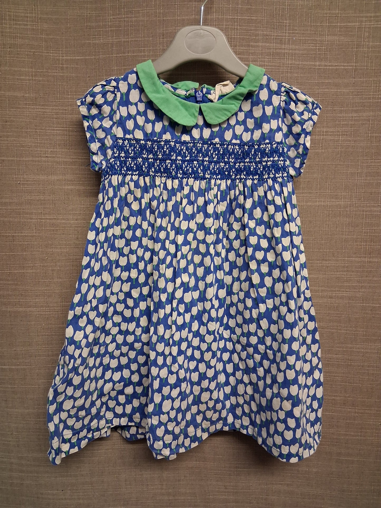 Mini Boden A Line Dress Blue Floral Cotton Dress Age 2-3 Years