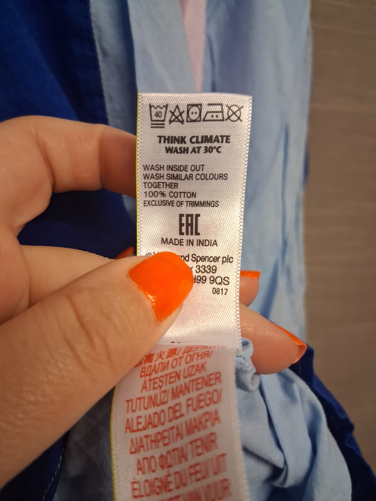 Marks and Spencer Blue Pink Tent Dress Layered Age 2-3 Years 100% Cotton