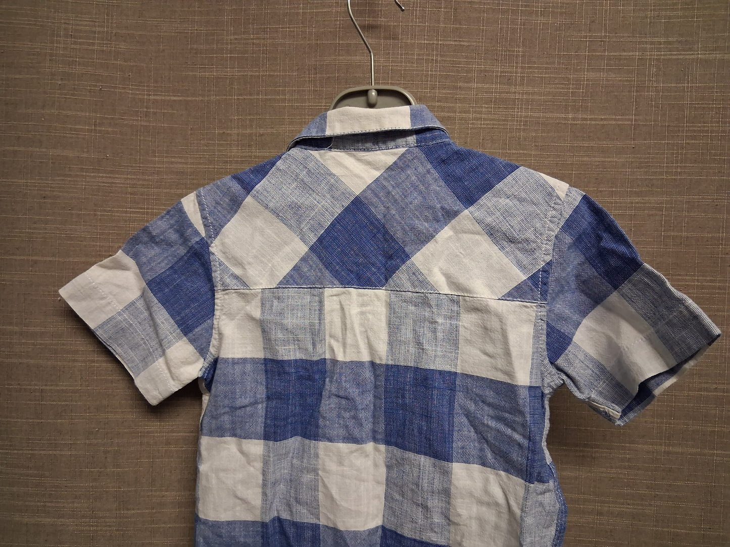 Next Boys Blue Check Short Sleeve Shirt Snap Fastening Age 18-24 Months