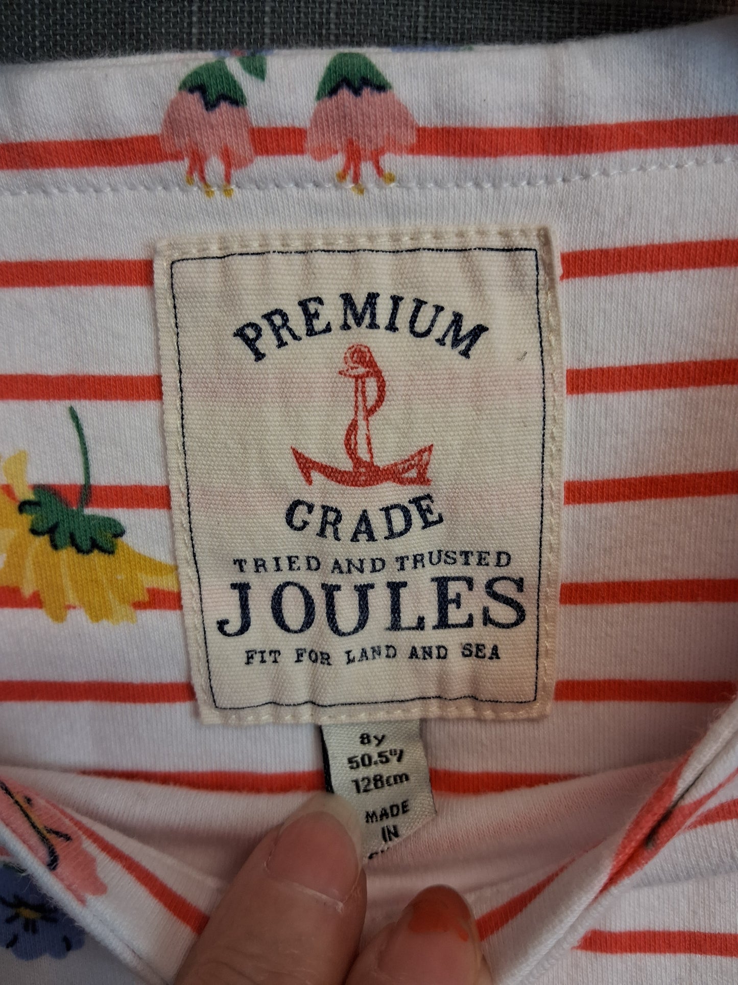 Joules Girls Long Sleeve Top Striped Floral Jersey Age 8 Years