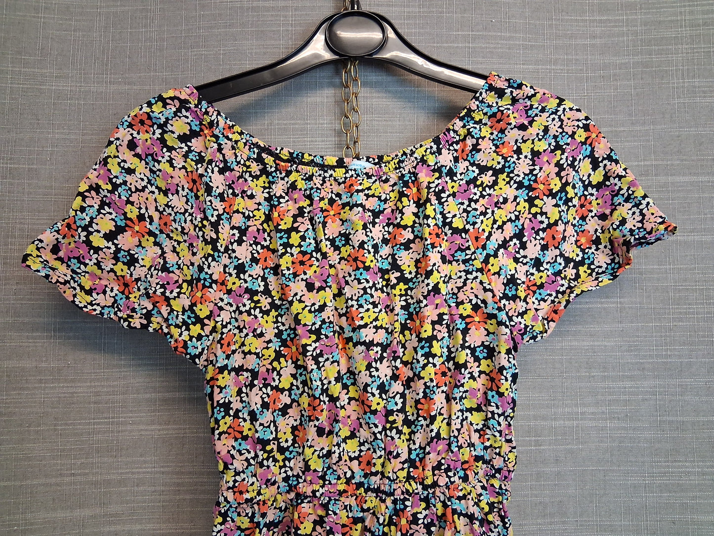 Primark Girls Multicolour Floral Off the Shoulder Dress Age 7-8 Years