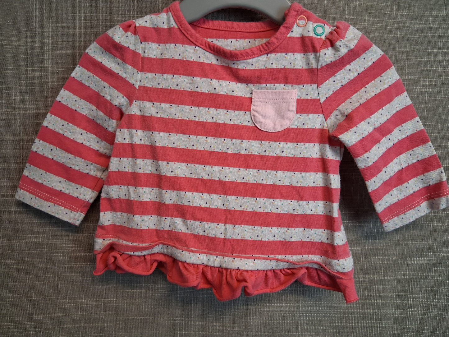 Mothercare Girls Pink Striped Long Sleeve T-Shirt Age 0-3 Months