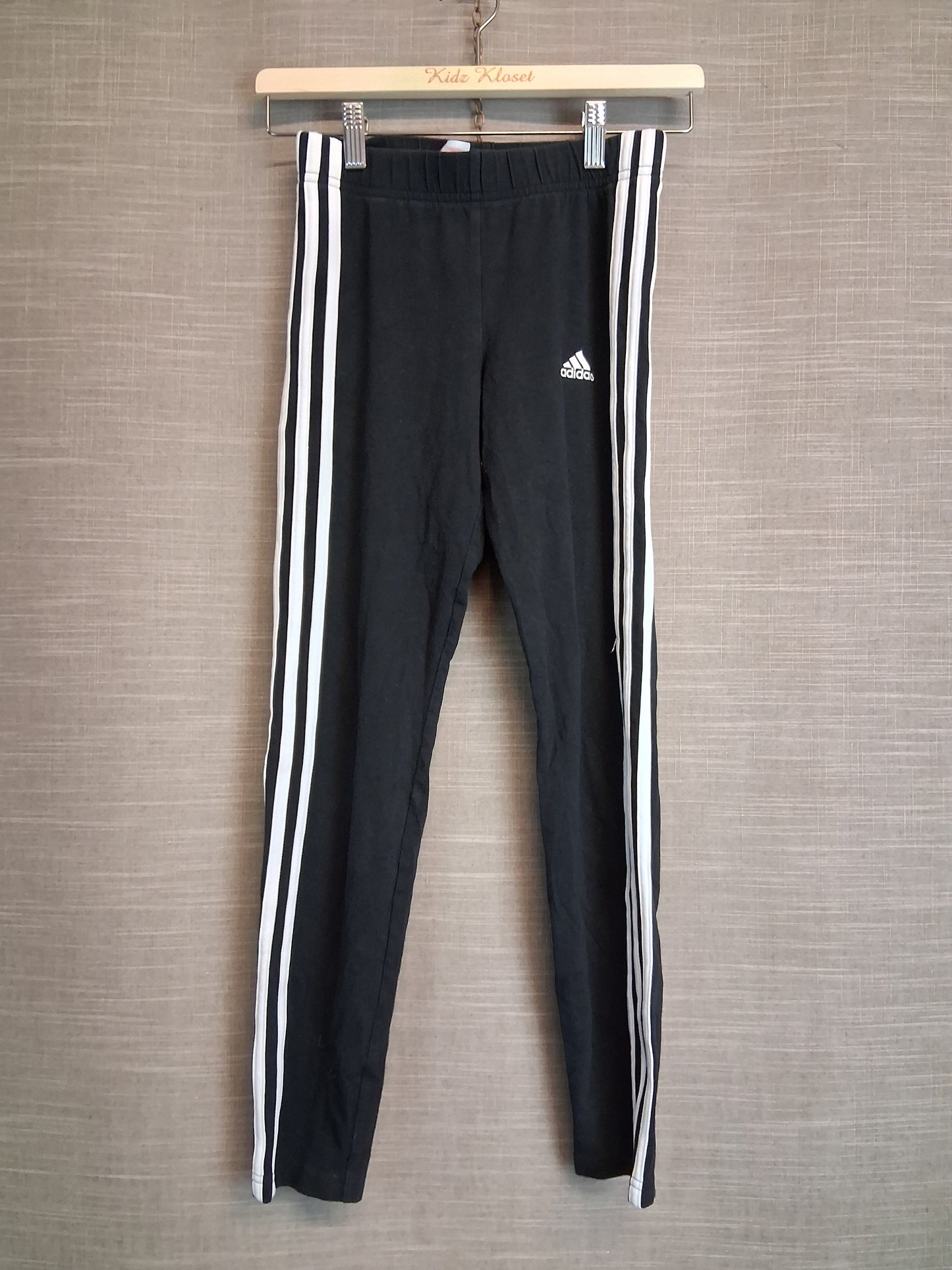 Adidas Girls Black 3 Stripe Leggings Age 13-14 Years
