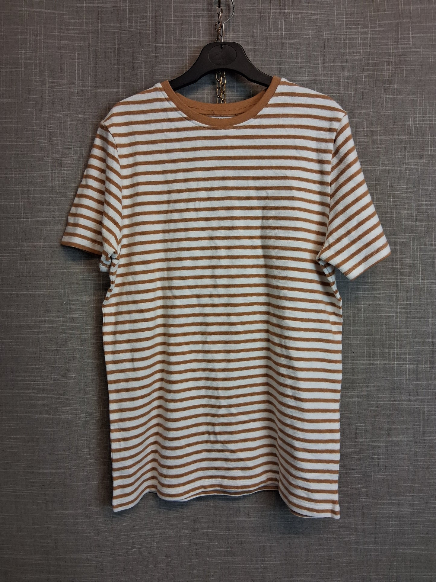 Primark Boys Brown Cream Striped T-Shirt Age 11-12 Years