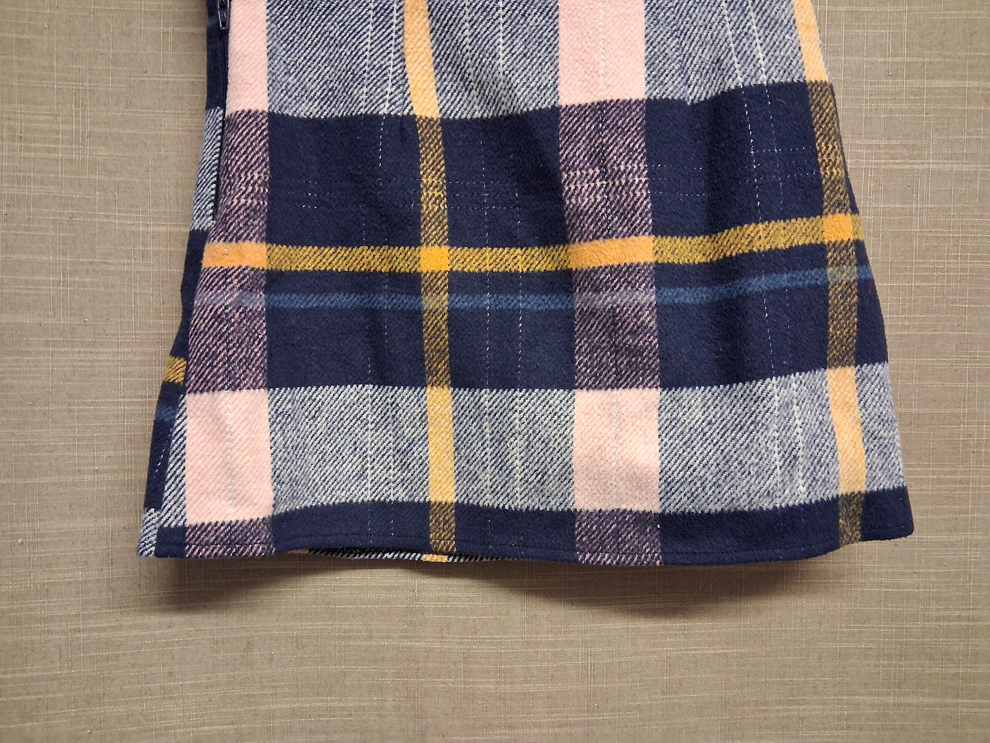 Nutmeg Blue Check Short Skirt Age 8-9 Years Zip Detail